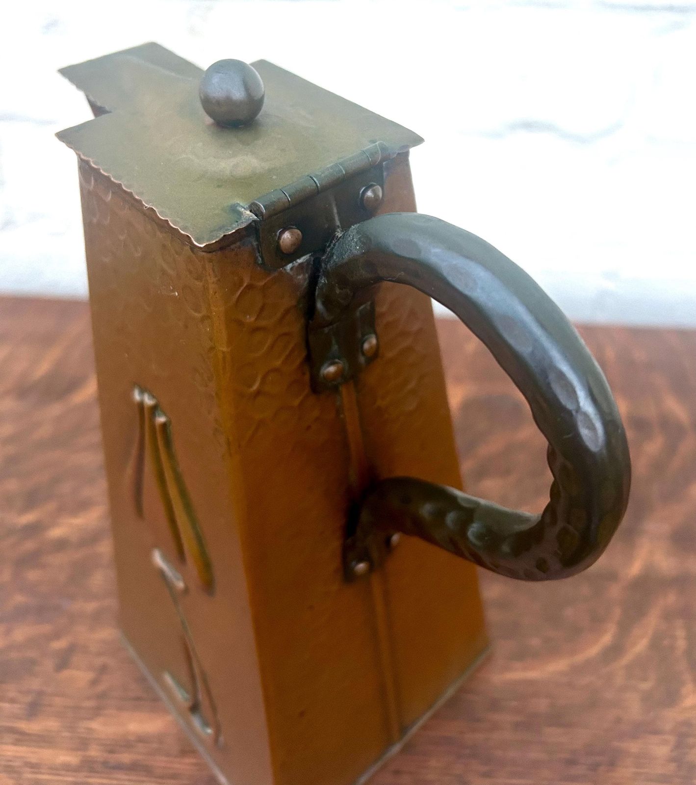 J & F Pool Arts And Crafts Coffee Pot Copper Antique Jug Vintage Victorian Vase Rare Metal photo 270.0