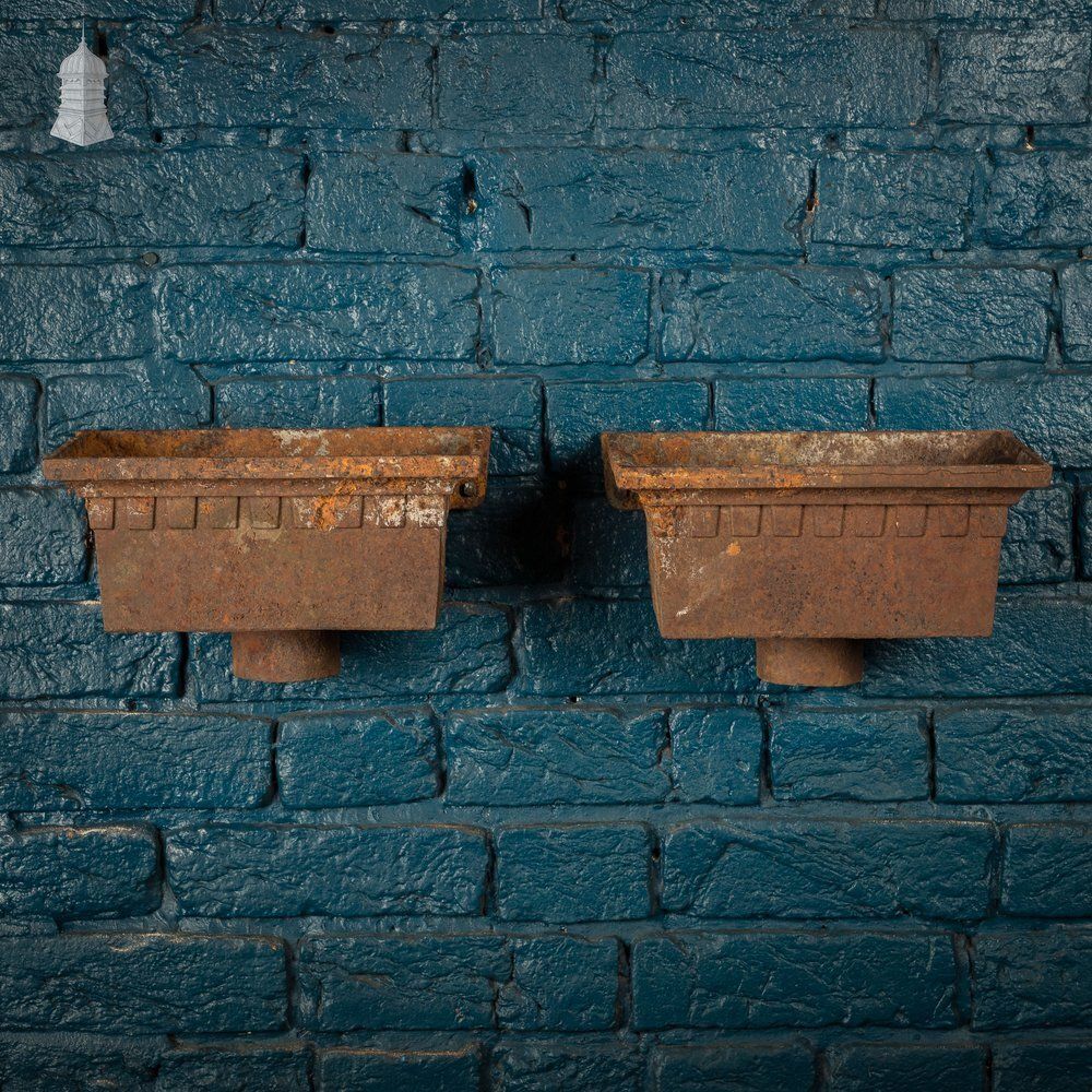 Rain Water Heads, Pair Of Hoppers With Dentil Detail photo furniture