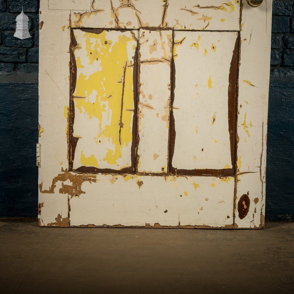 6 Panel Door, Distressed White And Yellow Paint photo Home Fixtures