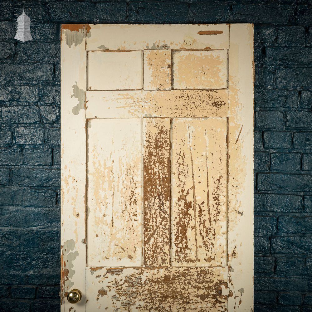 photo for sale 6 Panel Door, Distressed White And Yellow Paint