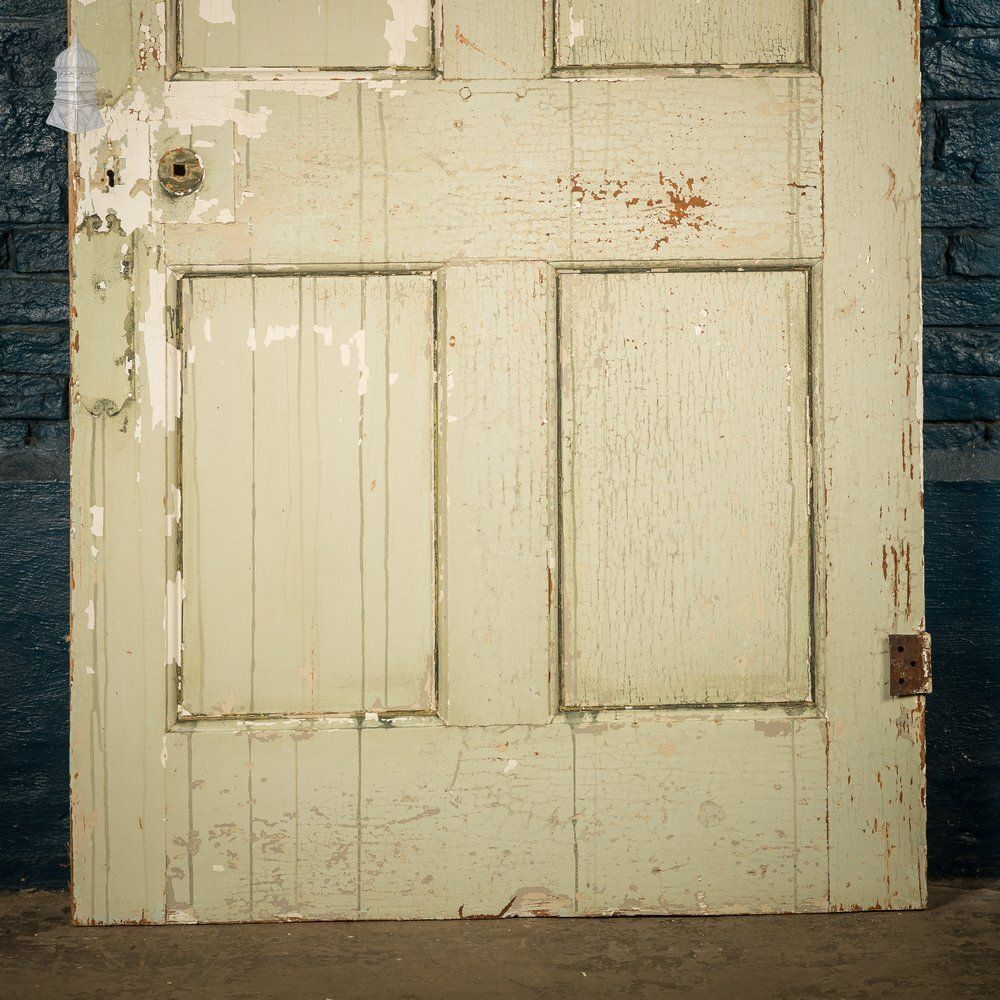 Six Panel Door, Green And White Distressed Paint photo Home Fixtures