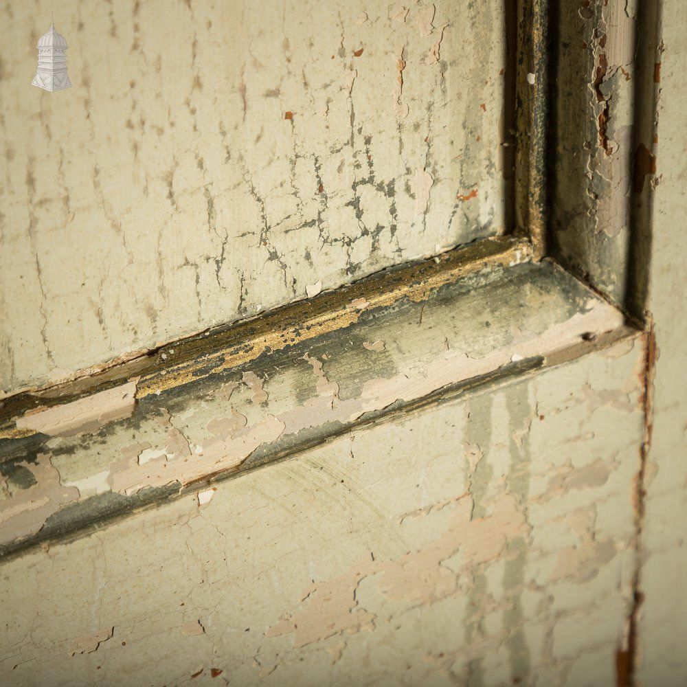 Six Panel Door, Green And White Distressed Paint photo vintage