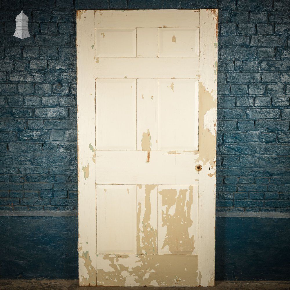 photo furniture Six Panel Door, Green And White Distressed Paint