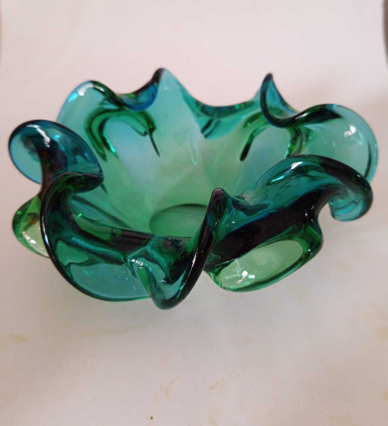 Vintage Space Age Green Murano Glass Flower Centerpiece Cup Designed By Barovier Seguso Era photo Home Decor