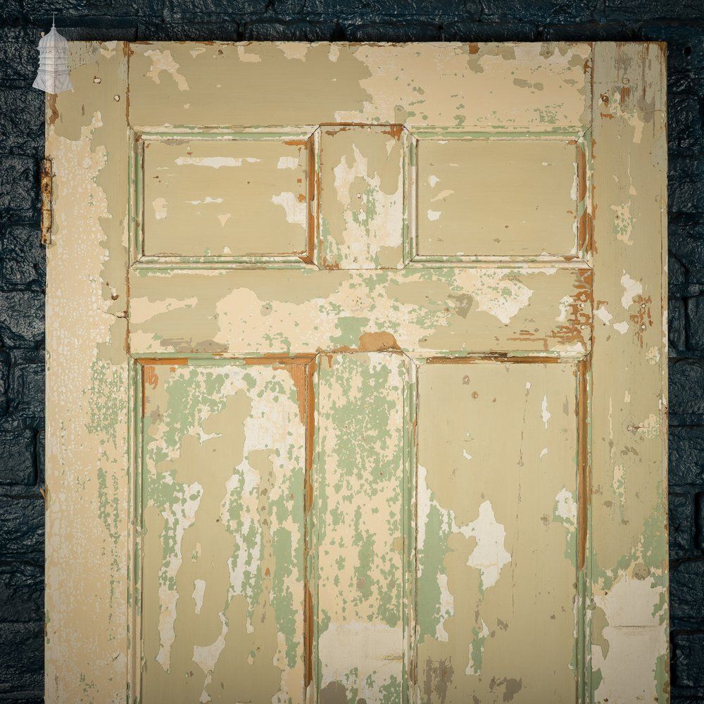 6 Panel Door, Moulded Panels With Distressed Green Paint photo furniture