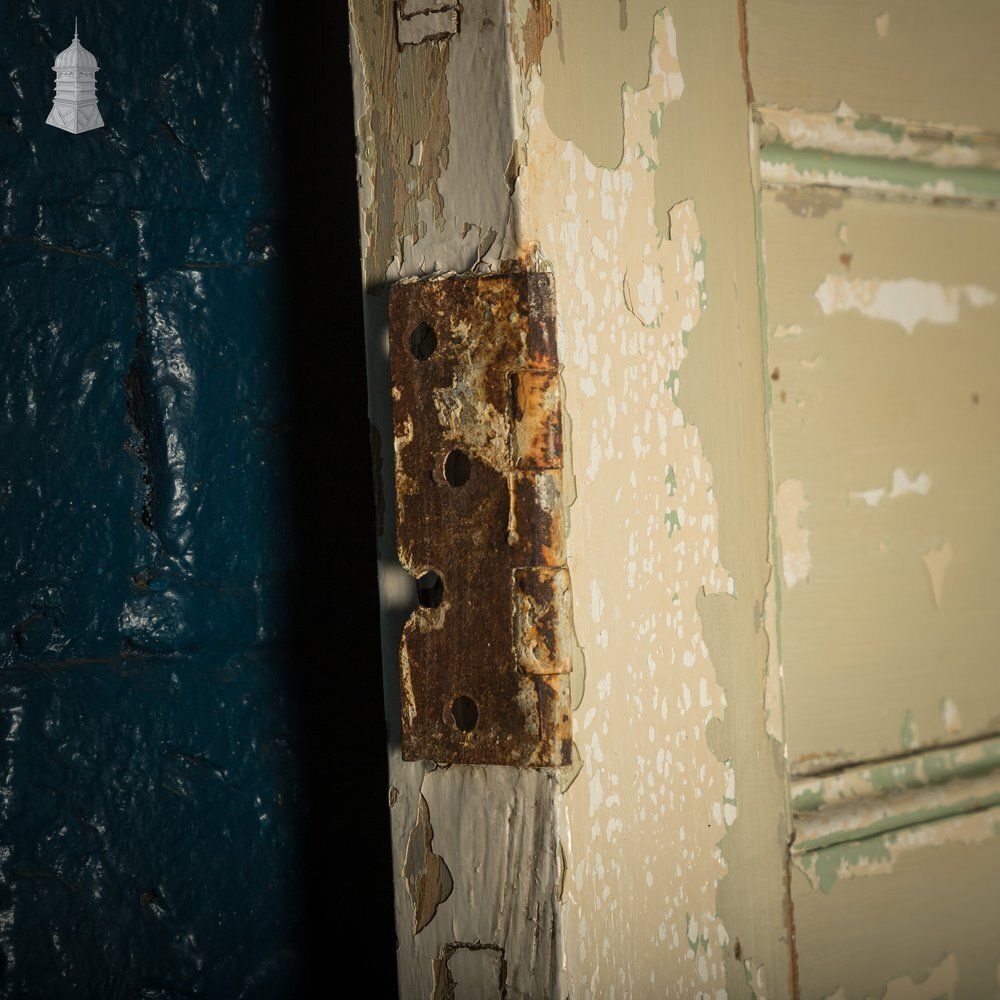 6 Panel Door, Moulded Panels With Distressed Green Paint photo buy