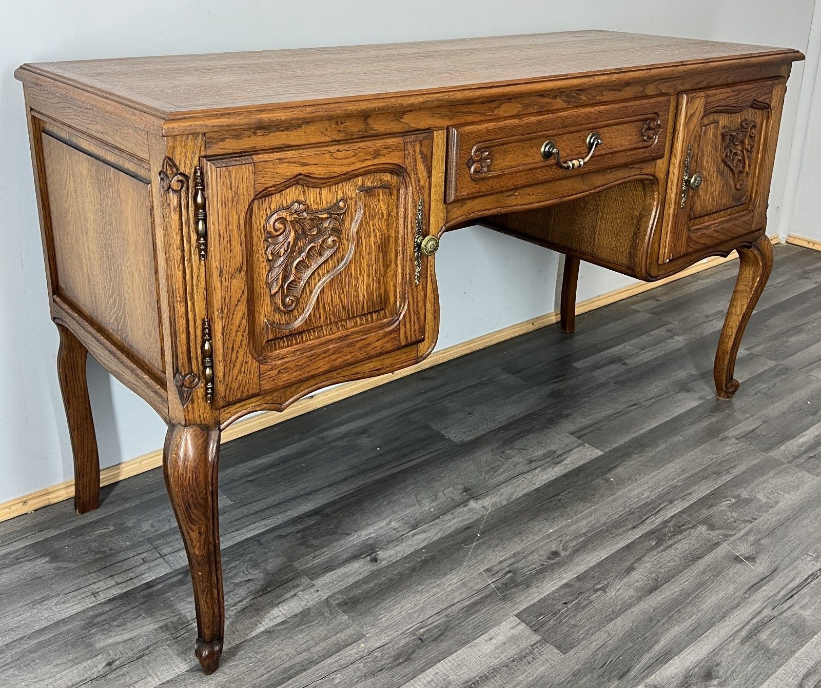 Furniture Cabinet Vintage French Louis XIV Oak Sideboard With Carved Cupboard Lot 4575 photo