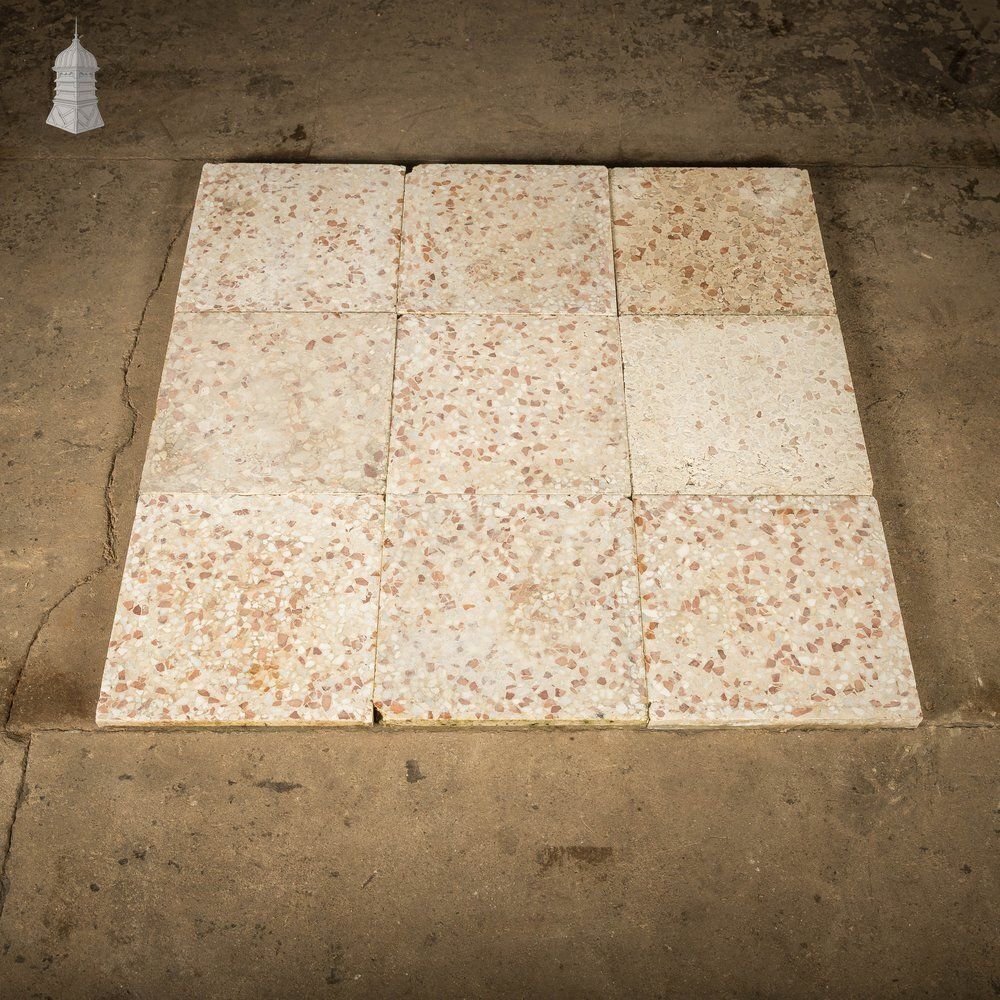 photo vintage Terrazzo Tiles, Reclaimed, Batch Of 35   3 Square Metres