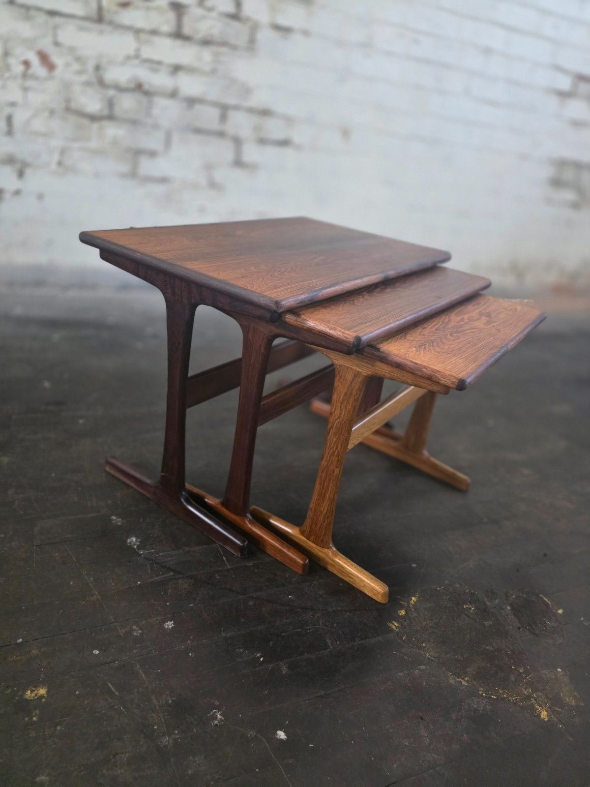 Rosewood Danish Mid Century Nest Of 3 Tables photo furniture
