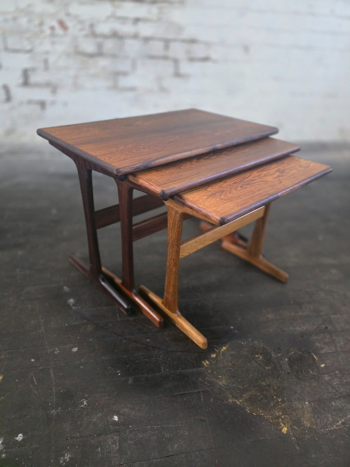Rosewood Danish Mid Century Nest Of 3 Tables photo Furniture