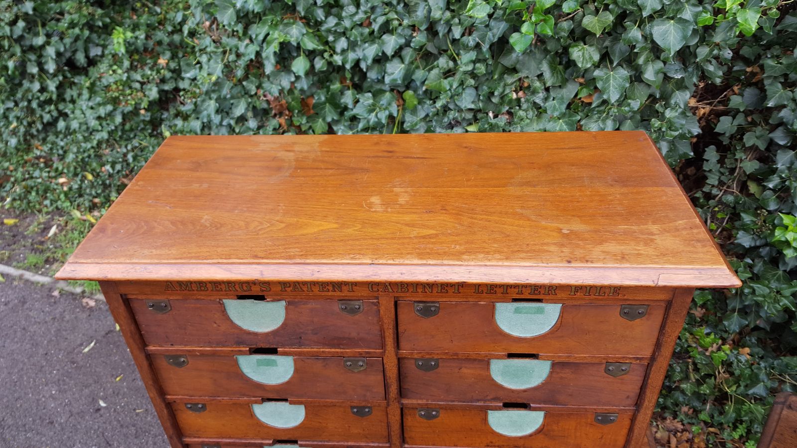 Matching Pair Of Walnut Amberg's Patent Cabinet Letter File photo furniture
