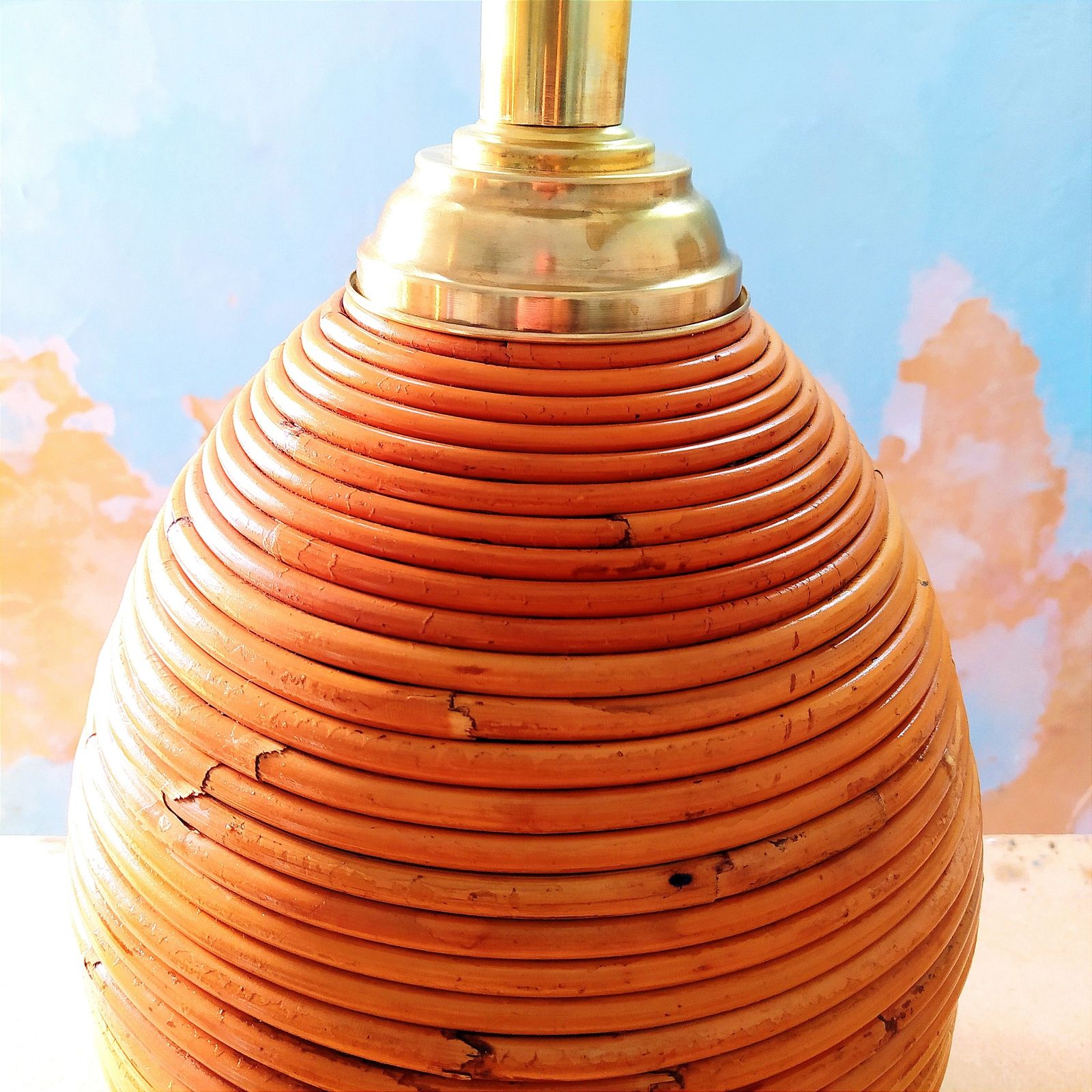 1960's Large Pencil Reed Table Lamp. photo for sale