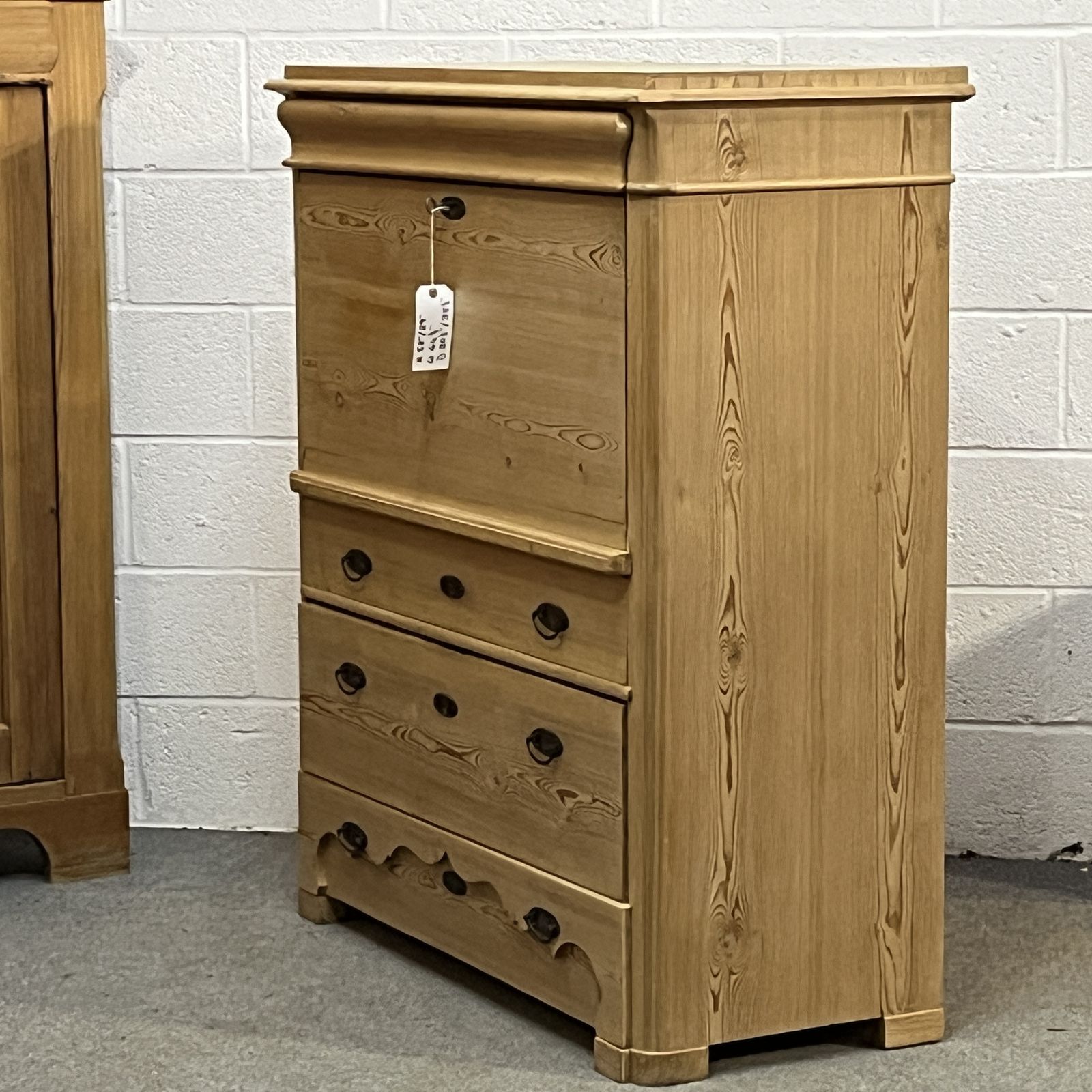 Antique Pine Secretaire/Bureau With Writing Slope And Drawers photo vintage
