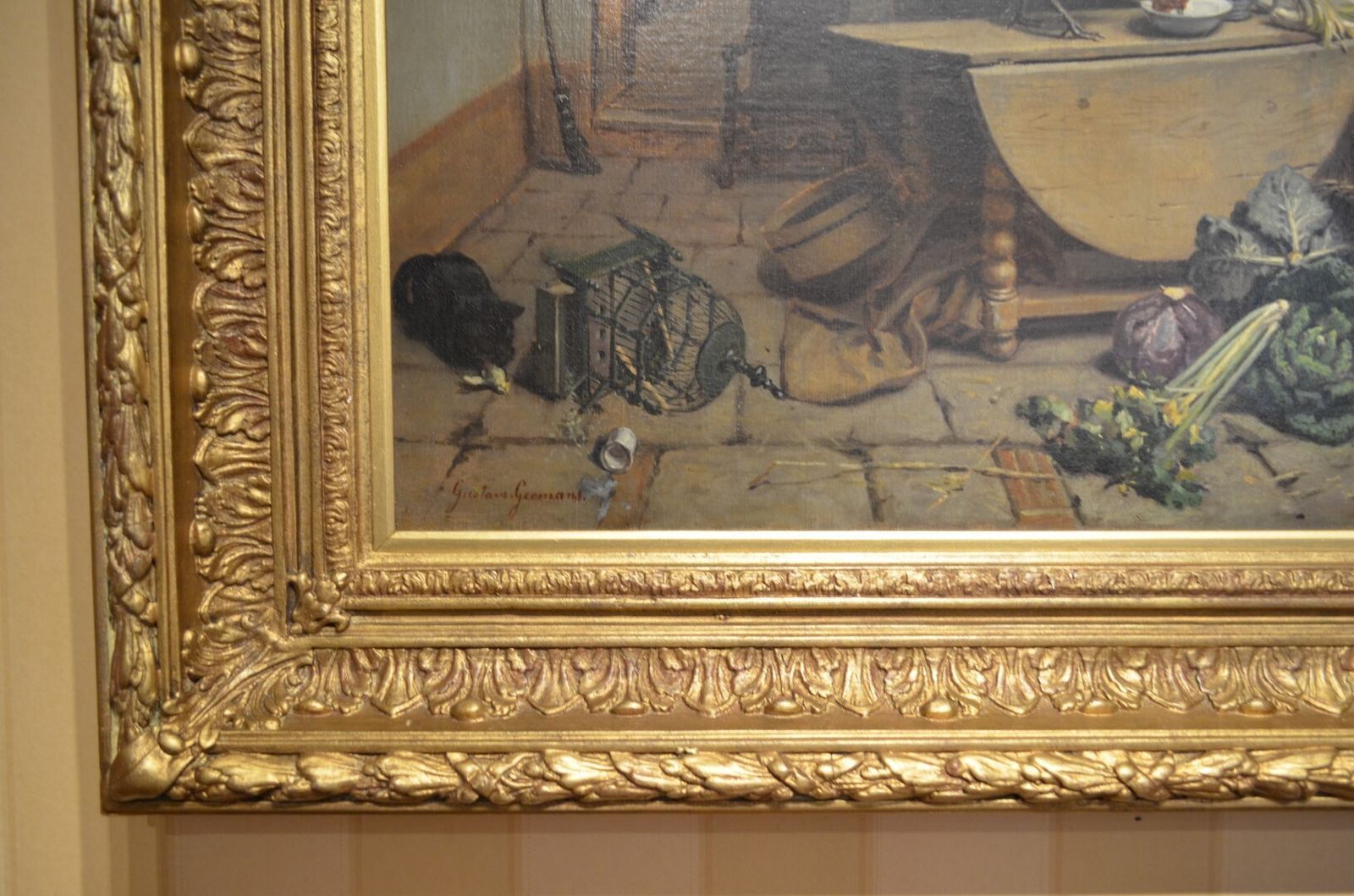 19th Century Oil Painting Of An Interior Scene. photo vinterior