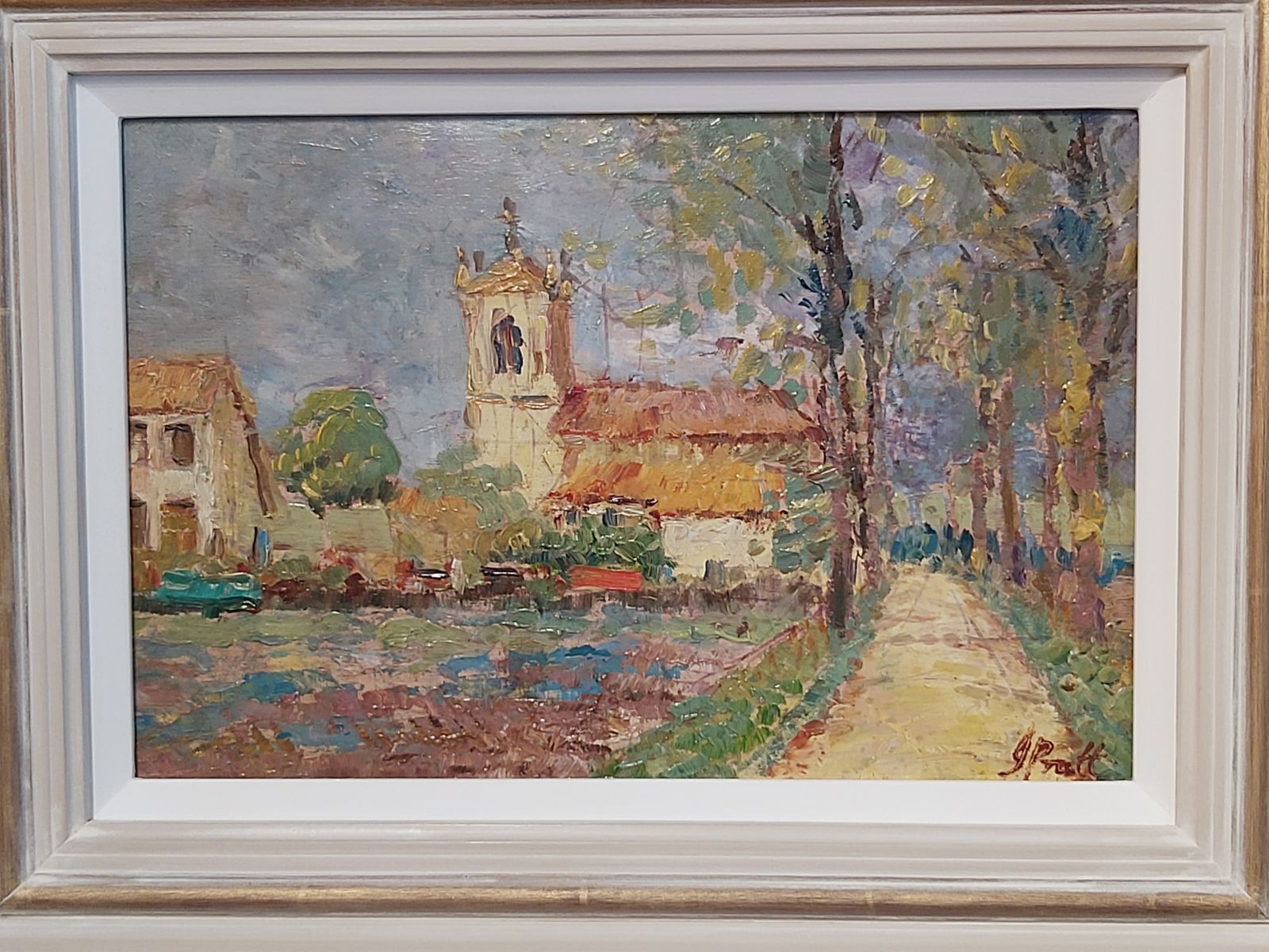 Jeffrey Pratt Painting   Lavender Fields With Church photo for sale