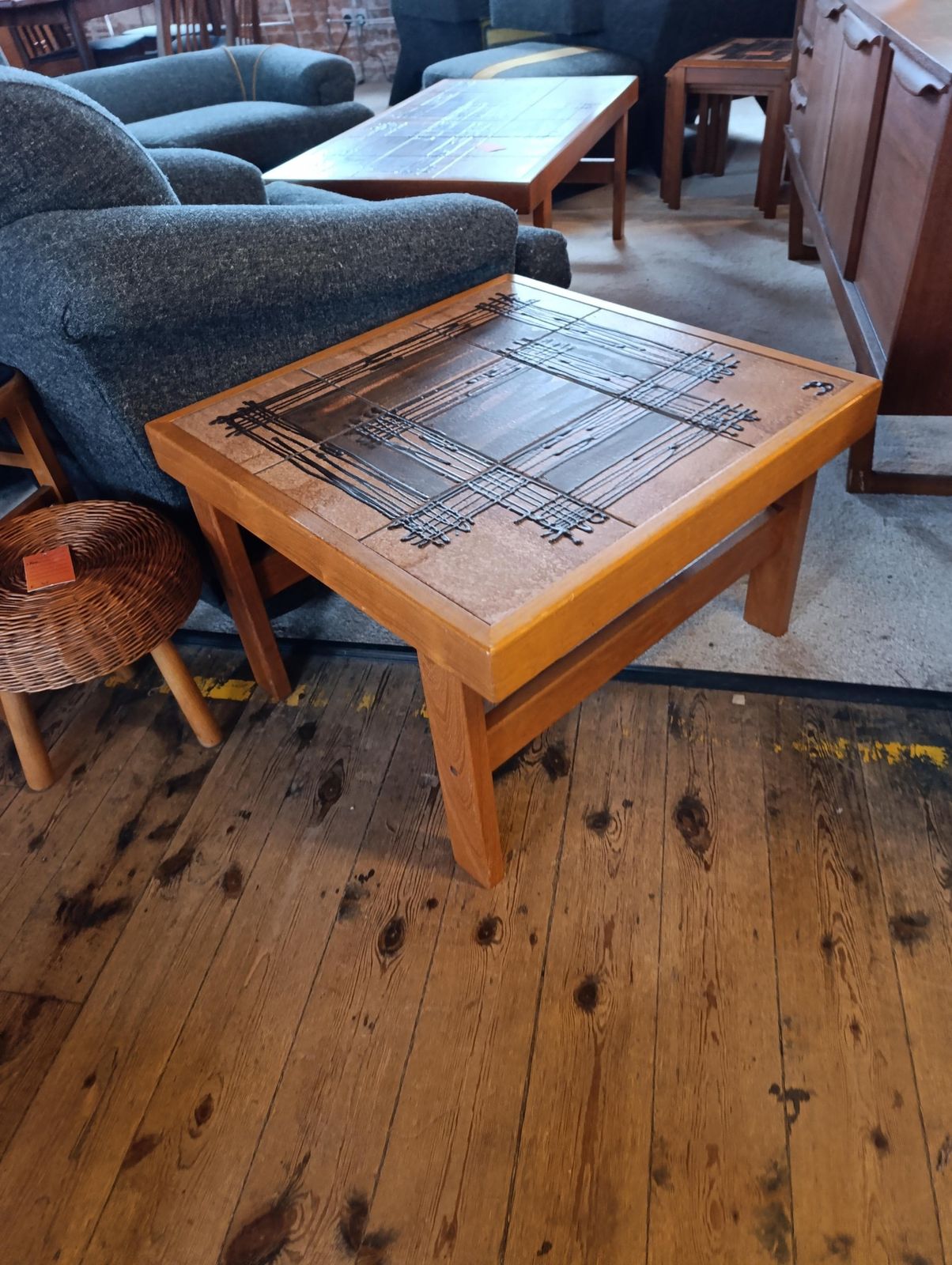 Mid Century Danish Tile Top Table Set By Trioh photo vintage