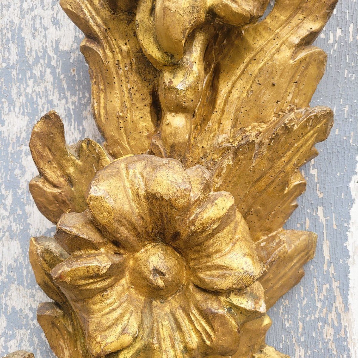 Pair Of Very Large Gilded Wood Sconces, 130cm, Early 20th Century photo Lighting