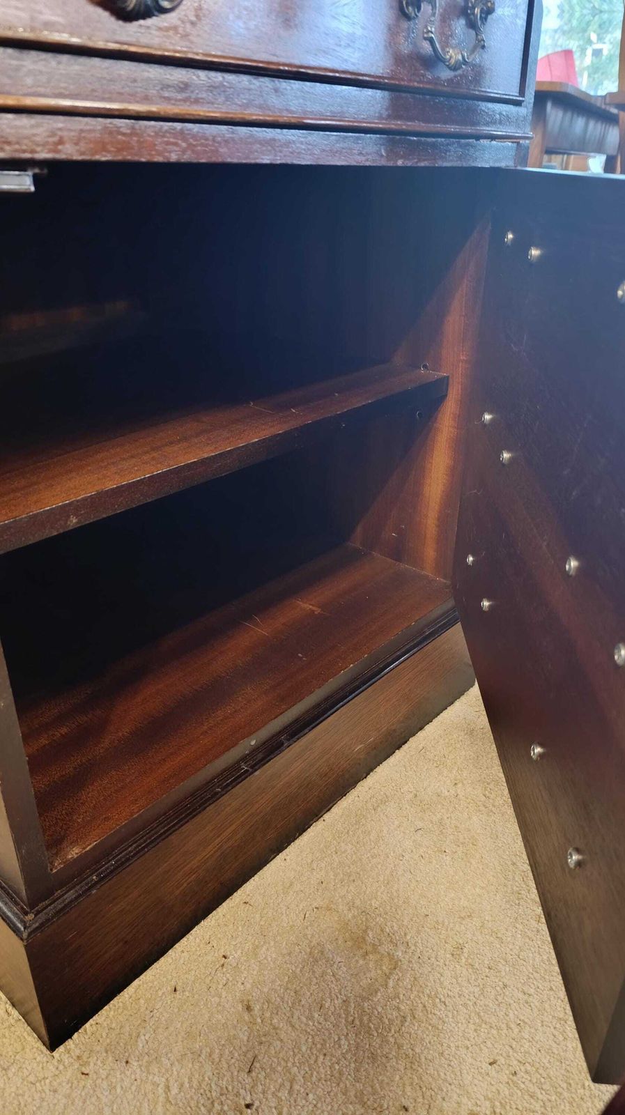 Reproduction Mahogany Veneer Desk With Tooled Leather Top photo furniture