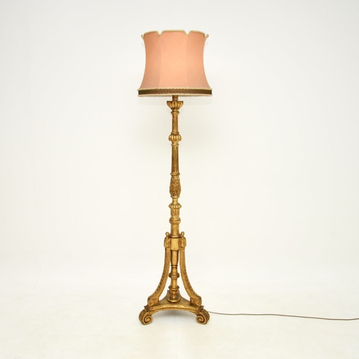 Antique Victorian Gilt Wood Floor Lamp photo for sale
