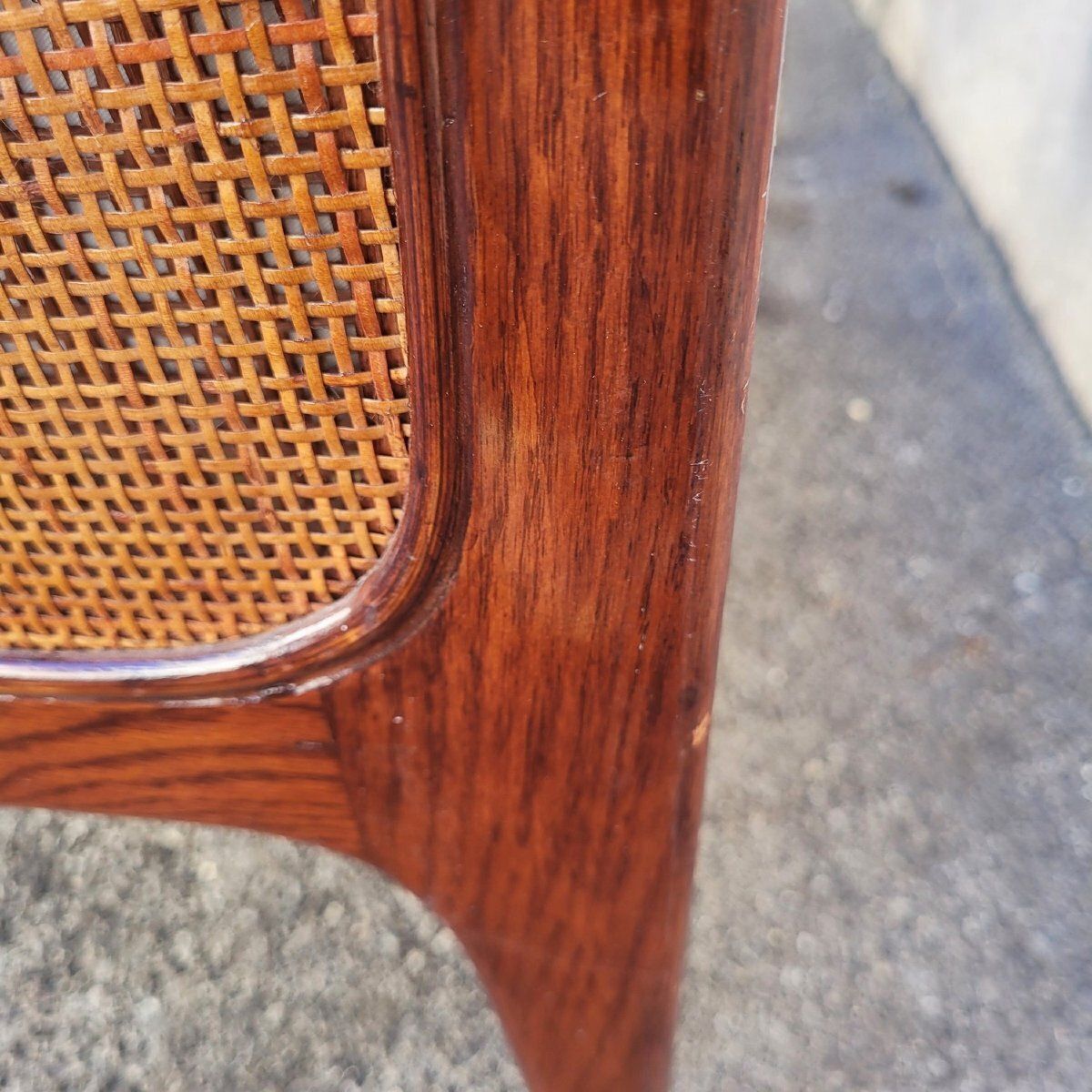 photo furniture Pair Of Wooden And Rattan Woven Armchairs, 20th Century