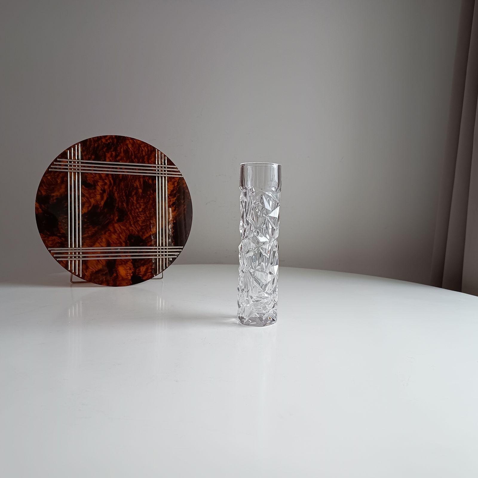 Tiffany & Co Crystal Glass Modernist Vase "Cut Rock" 1990s photo for sale