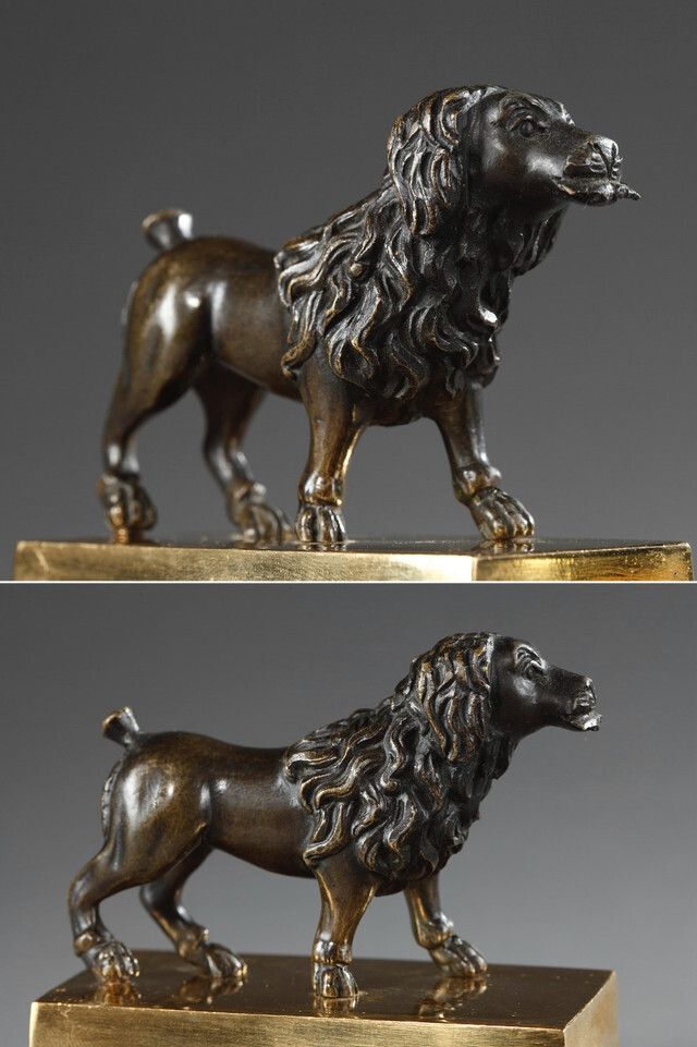 Restoration Inkwell, Gilded And Patinated Bronze Lion Dog photo furniture
