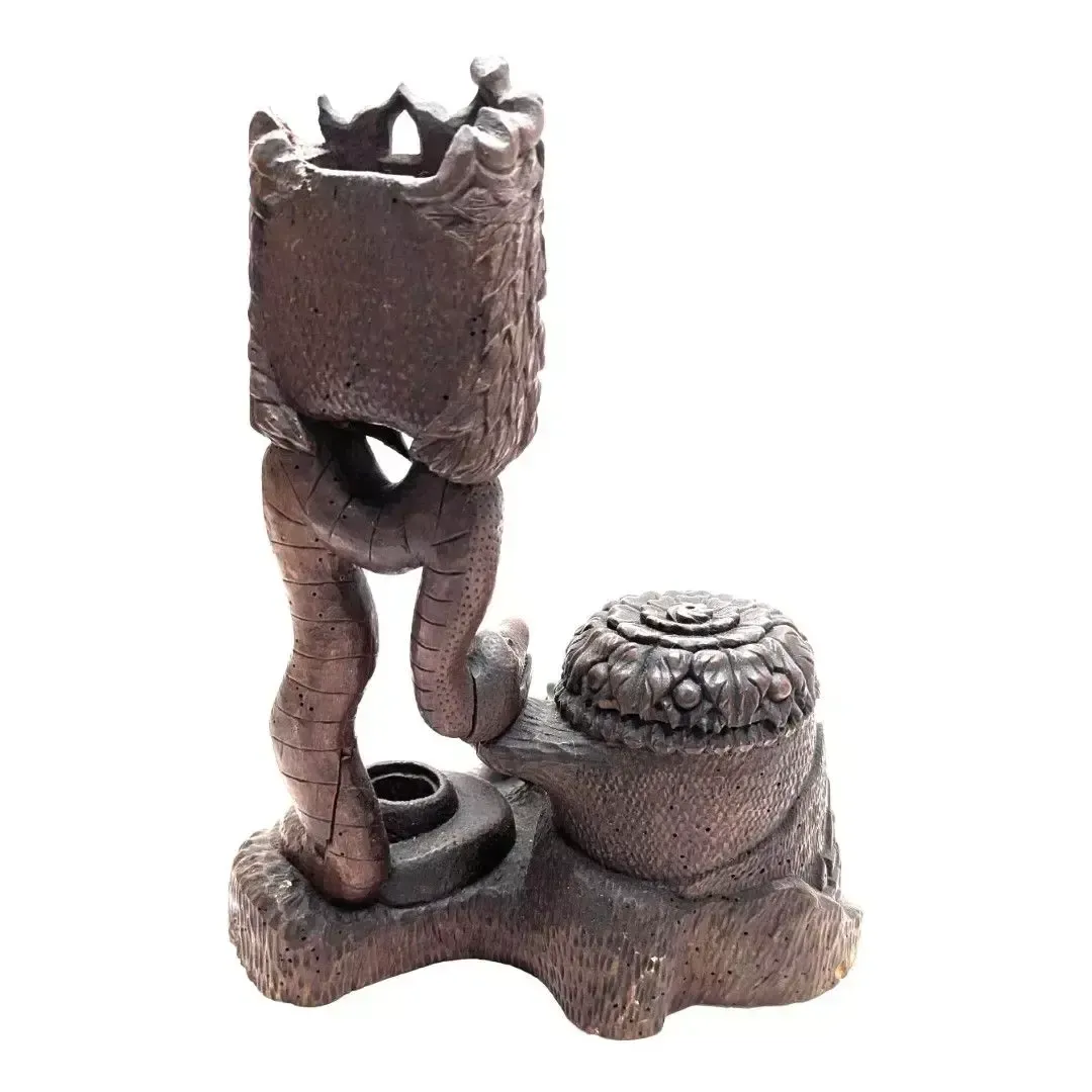 Attributed To Pierre Joseph Landry, Folk Art Tobacco Jar, Watch Holder And Candlestick photo Home Decor