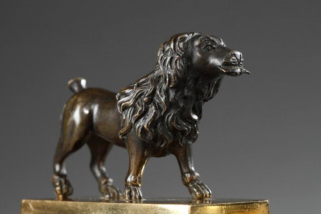 photo furniture Restoration Inkwell, Gilded And Patinated Bronze Lion Dog