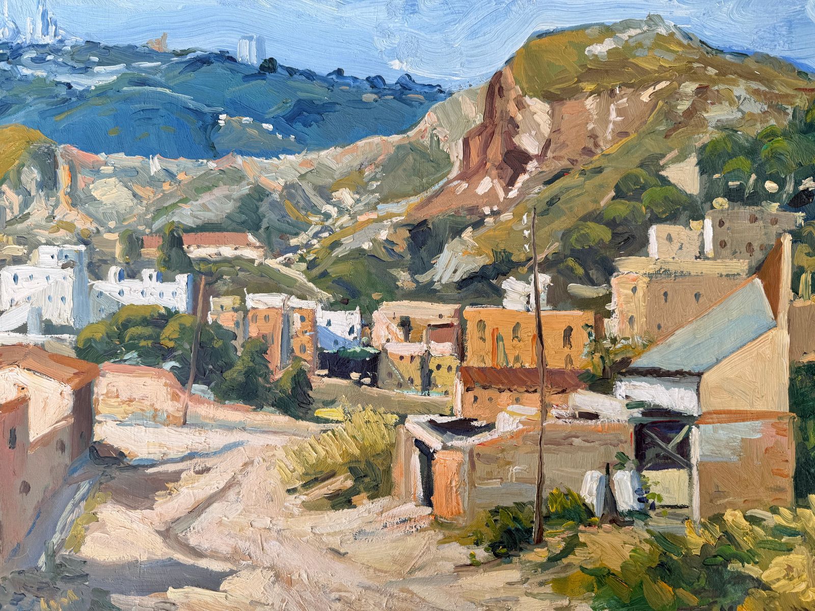 Agustín Pardo De Santayana González View Of A Neighborhood And Hills Oil On Canvas Spain photo buy