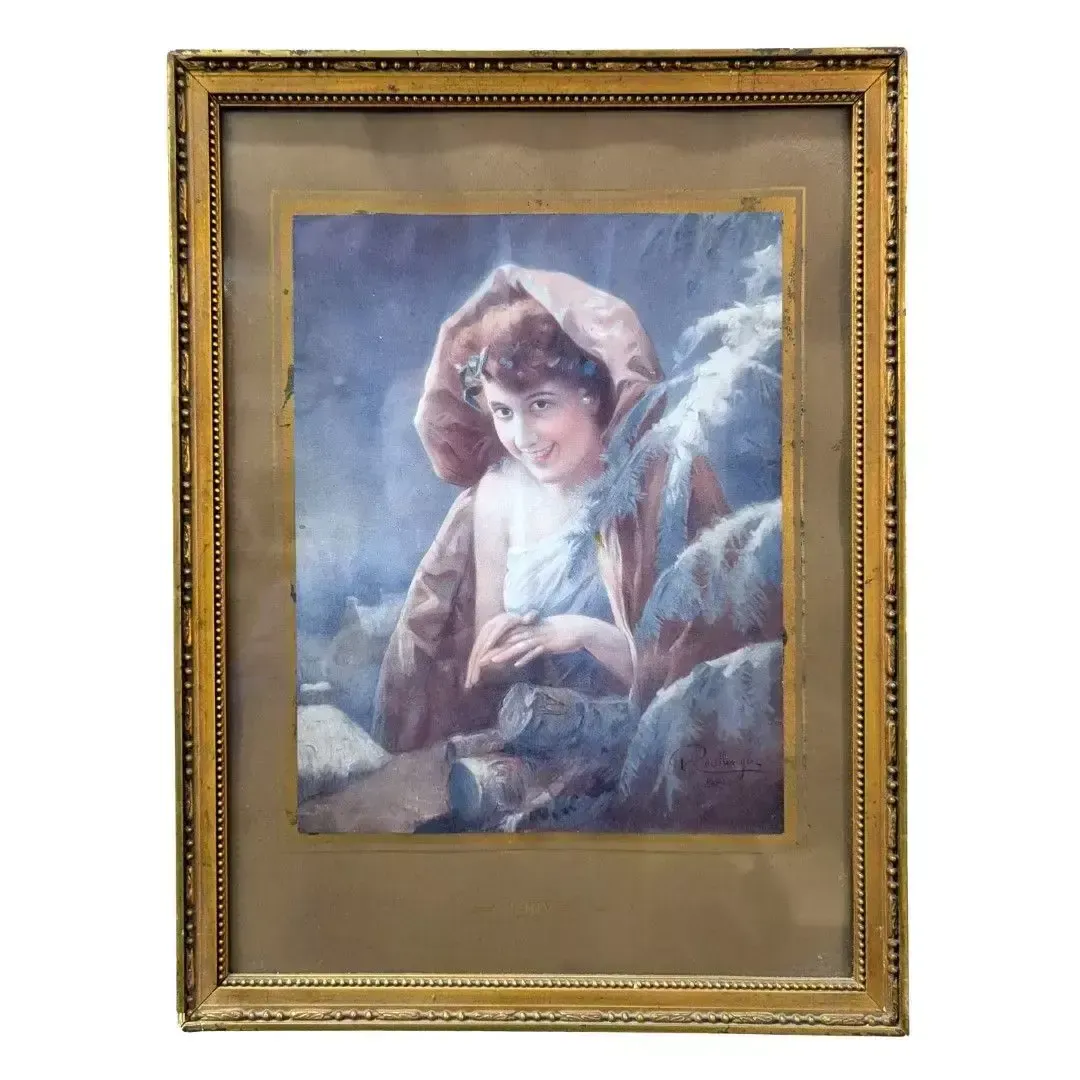 Art Nouveau Chromolithograph Of The Four Seasons For Young Women photo furniture