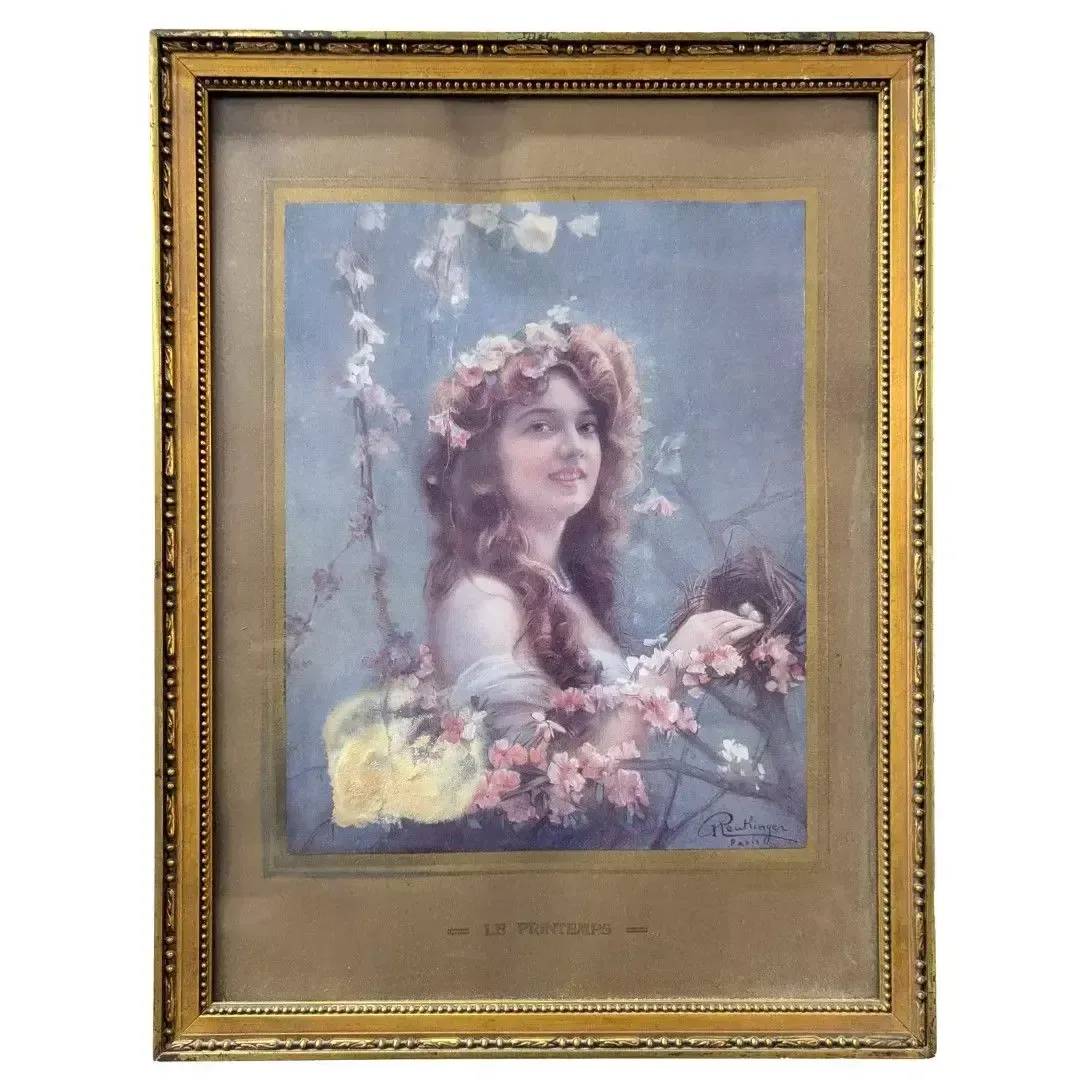 Art Nouveau Chromolithograph Of The Four Seasons For Young Women photo 219.0