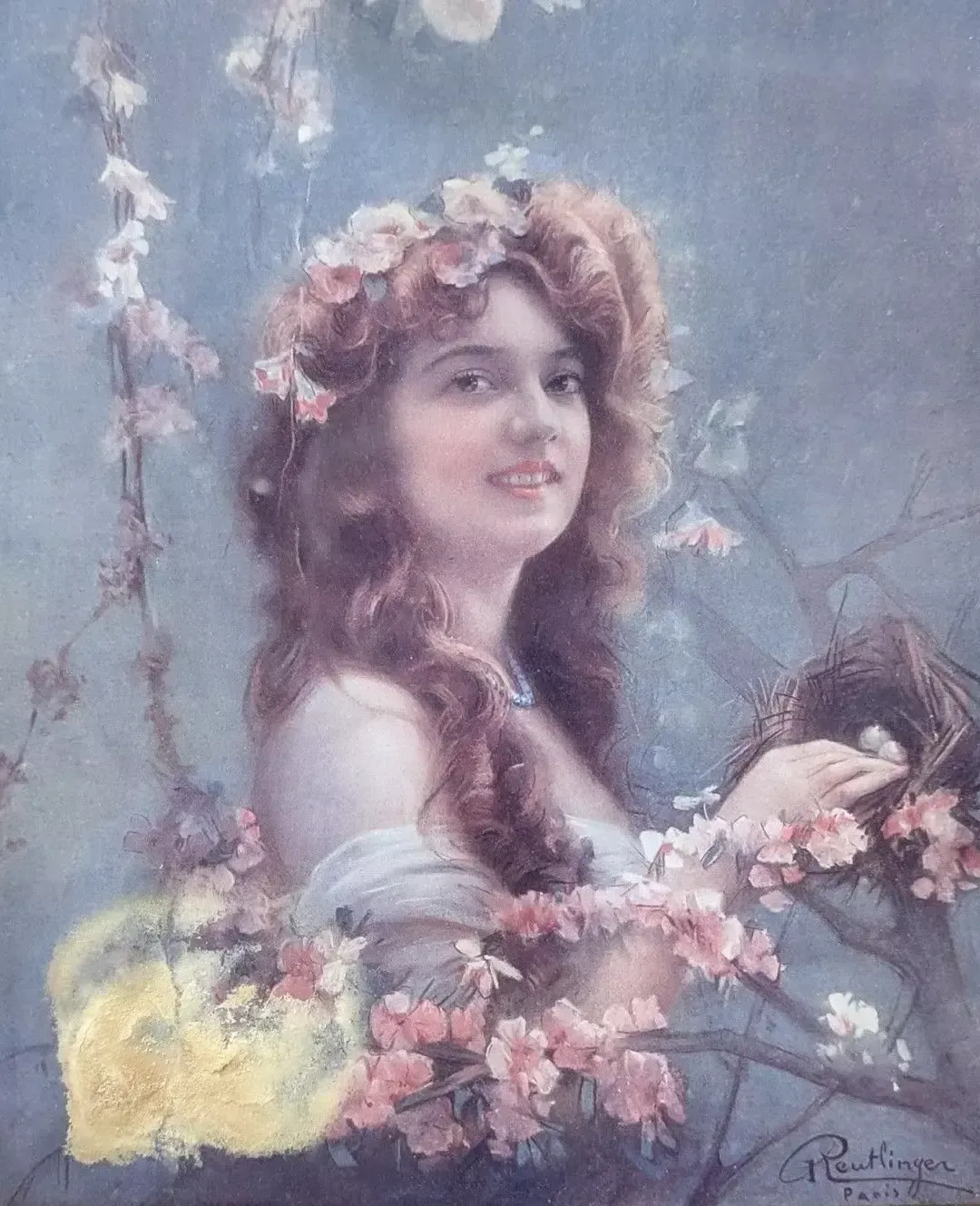 Art Art Nouveau Chromolithograph Of The Four Seasons For Young Women photo