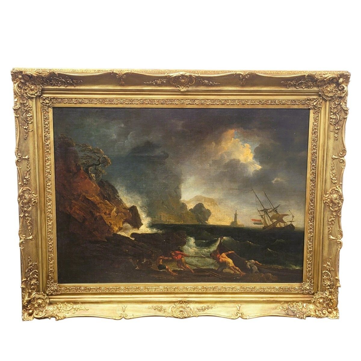 Large Framed Seascape In The Style Of Vernet, Late 17th/Early 18th Century
