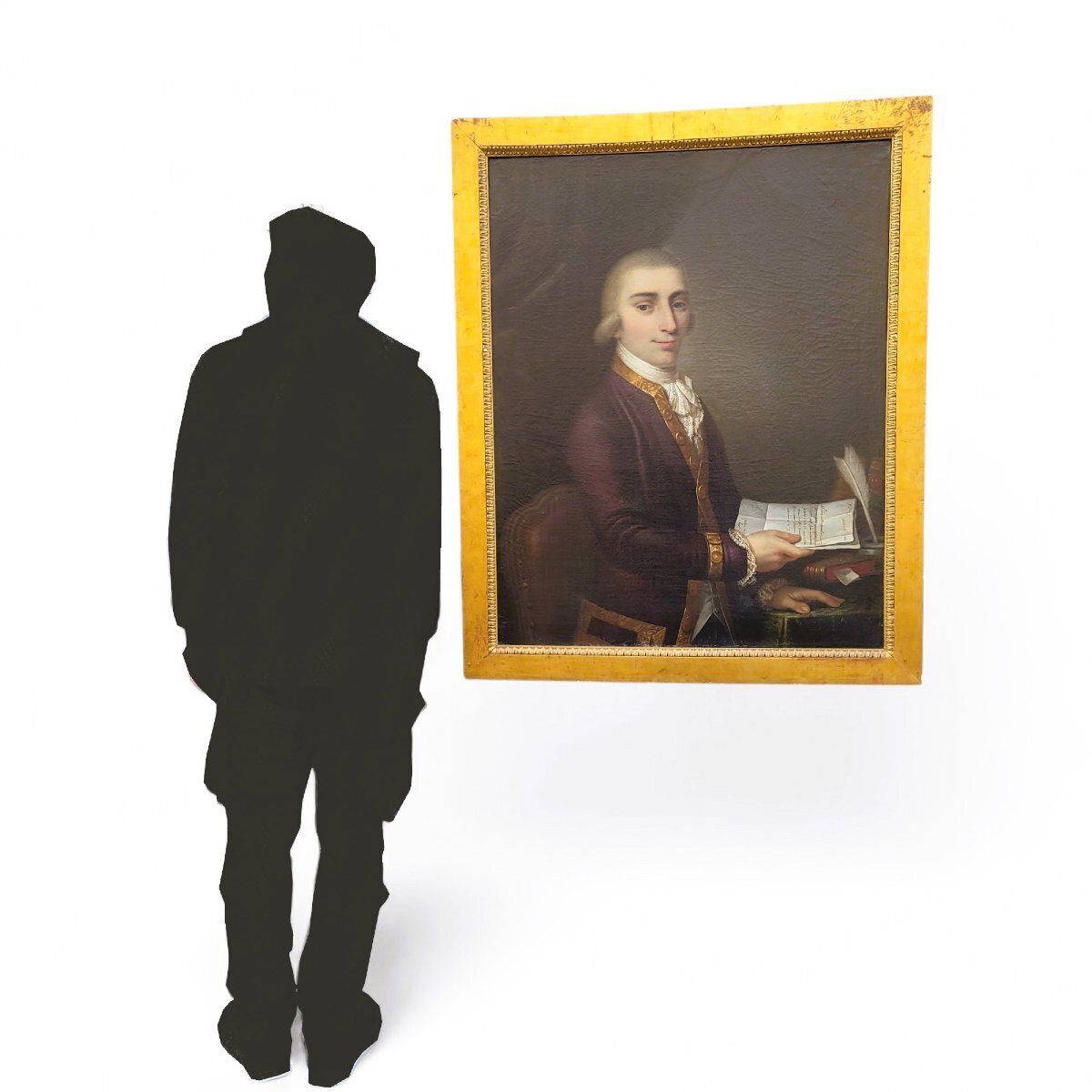 2308.0 Framed Portrait Of A Gentleman With Letters, 18th Century photo