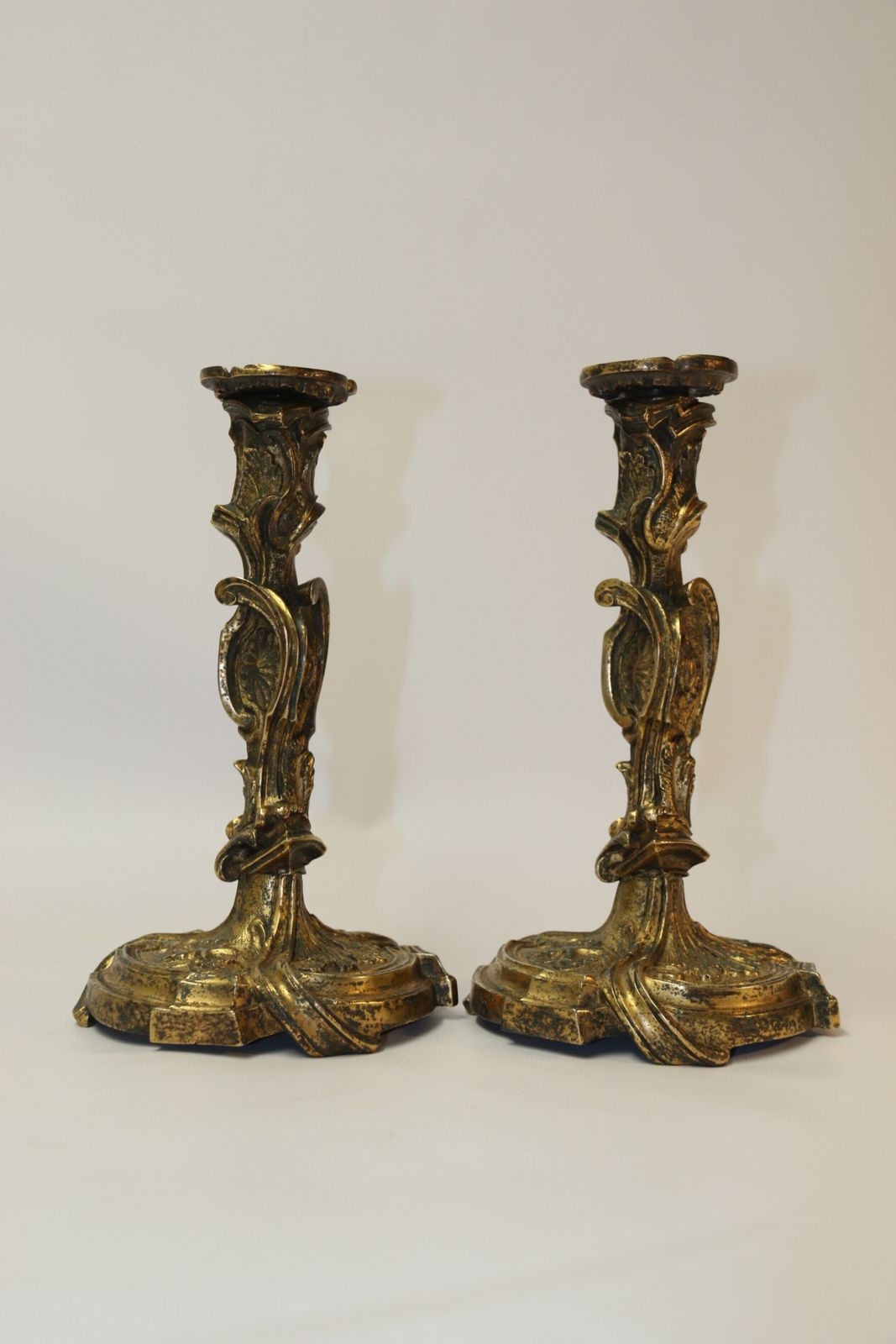 A Rare Pair Of 18th Century French Gilt Bronze Candlesticks photo Home Decor