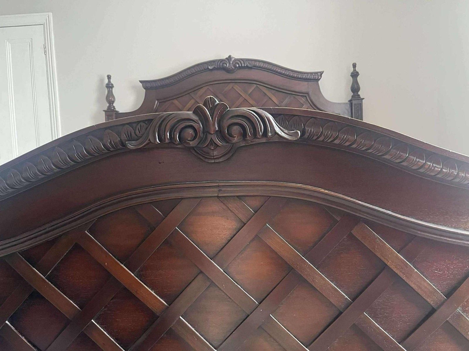 Stunning Oak Carved Dark Wood Vintage French Super King Size Bed photo buy