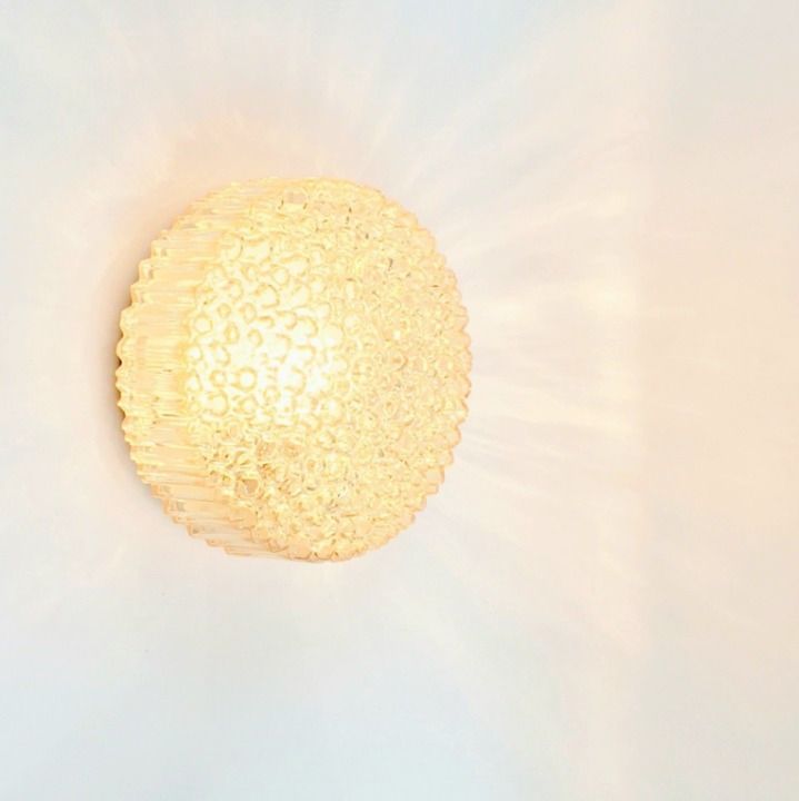 Mid Century Amber Bubble Glass Plafondlamp Van Helena Tynell Voor Limburg, Duitsland, Jaren 1970 photo vintage