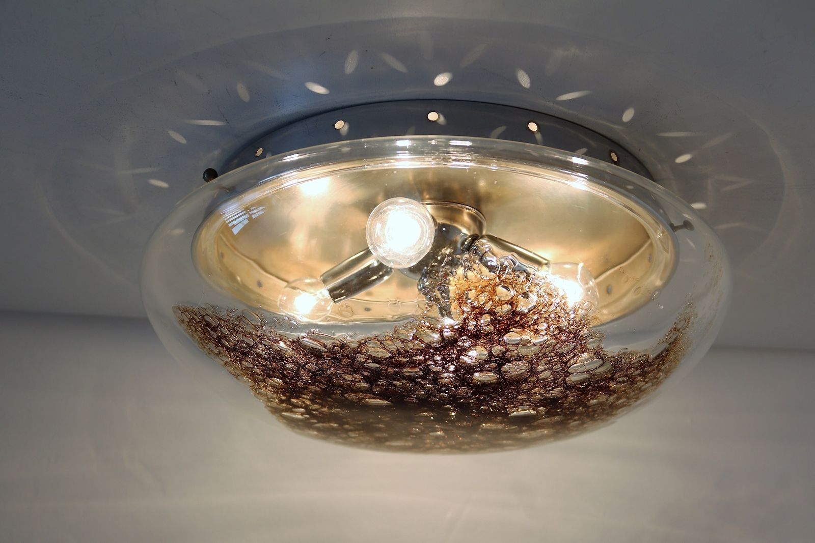 photo vinterior Italian Murano Bubble Glass Flush Mount Ceiling Light By La Murrina, 1970s