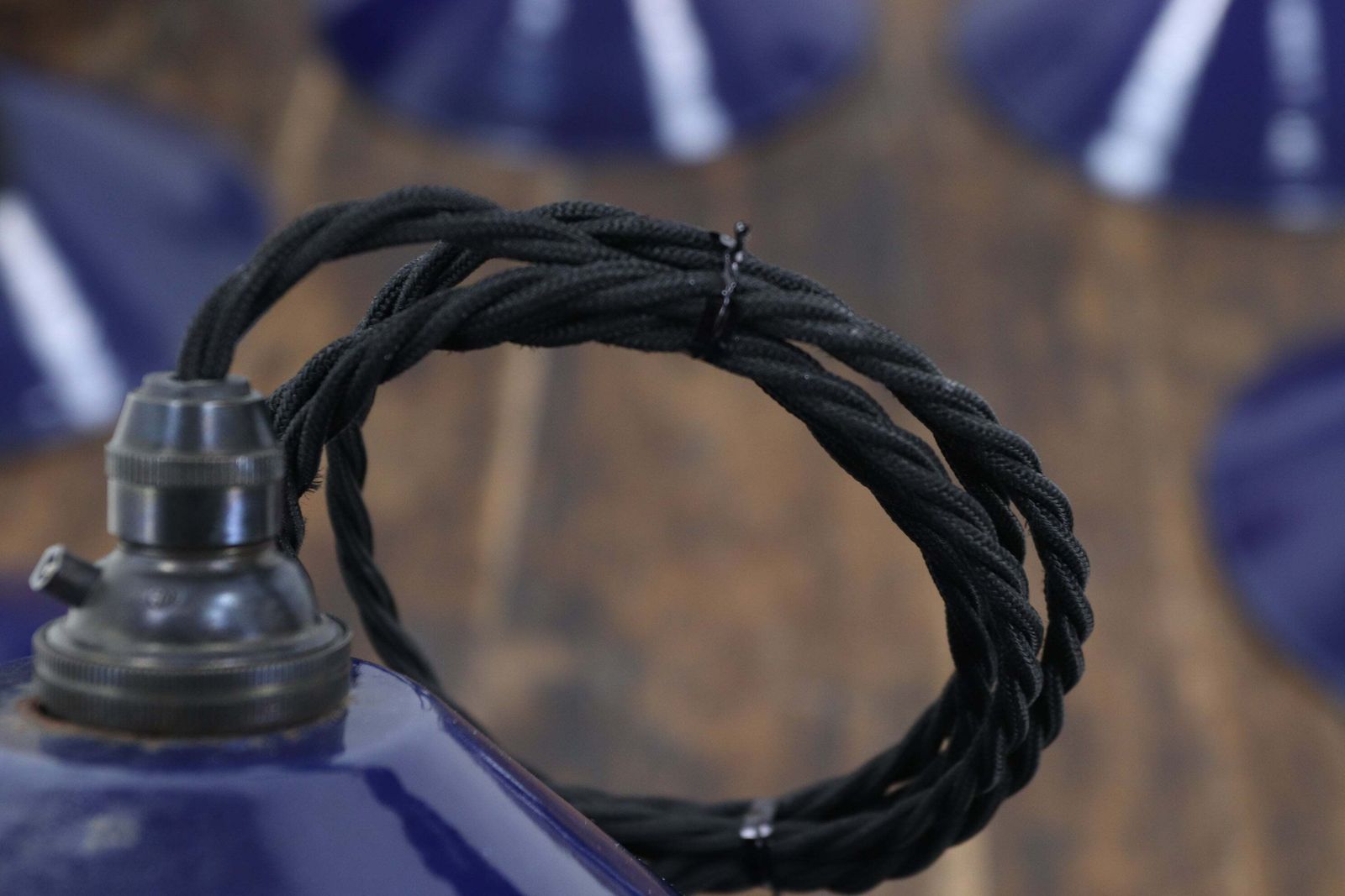 Early 20th Century French Dark Blue Coolie Lamps photo Lighting