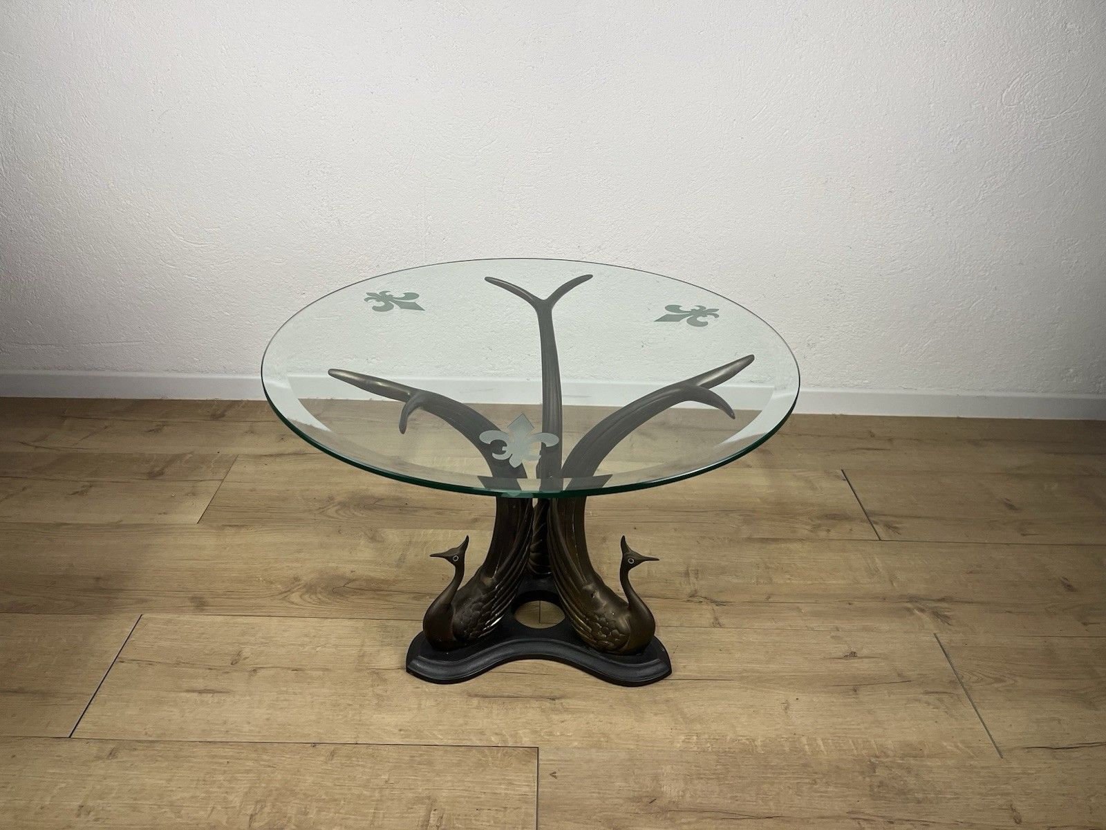 Brass Bronze Swan Glass Coffee Table 70’s Vintage Design photo furniture
