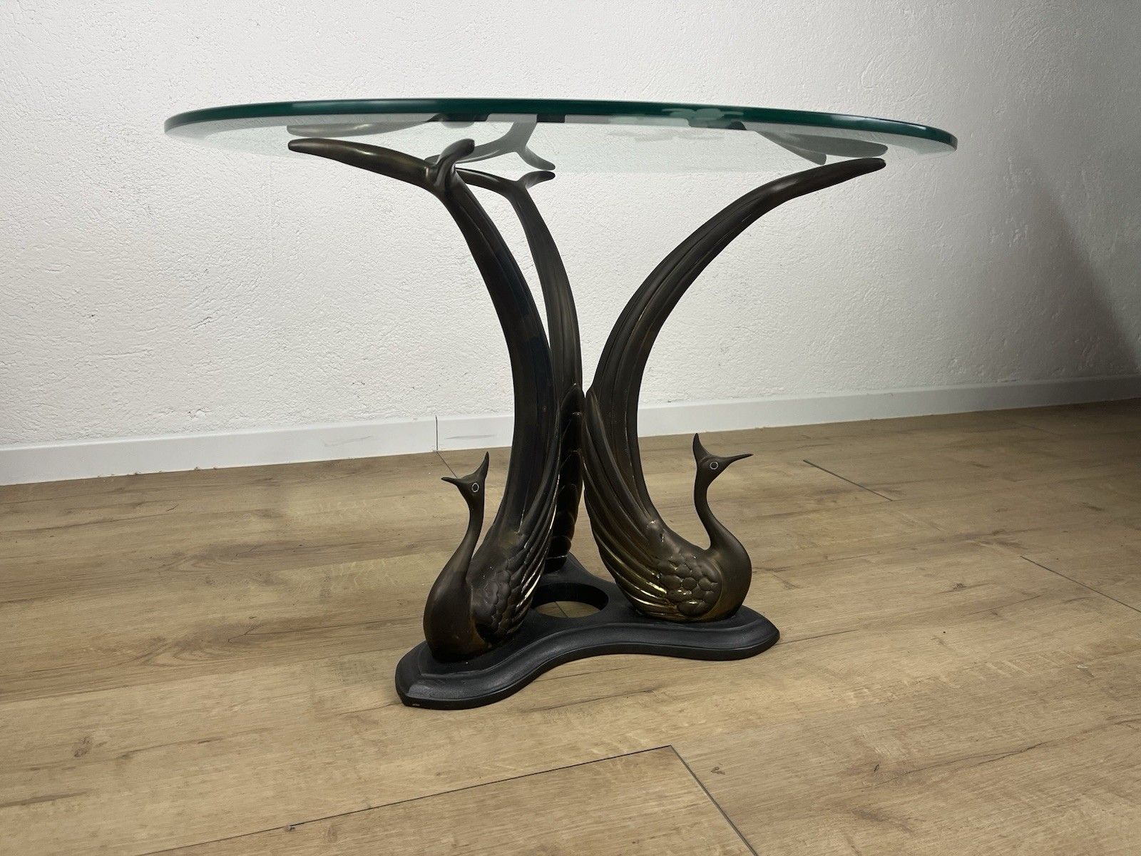 photo furniture Brass Bronze Swan Glass Coffee Table 70’s Vintage Design