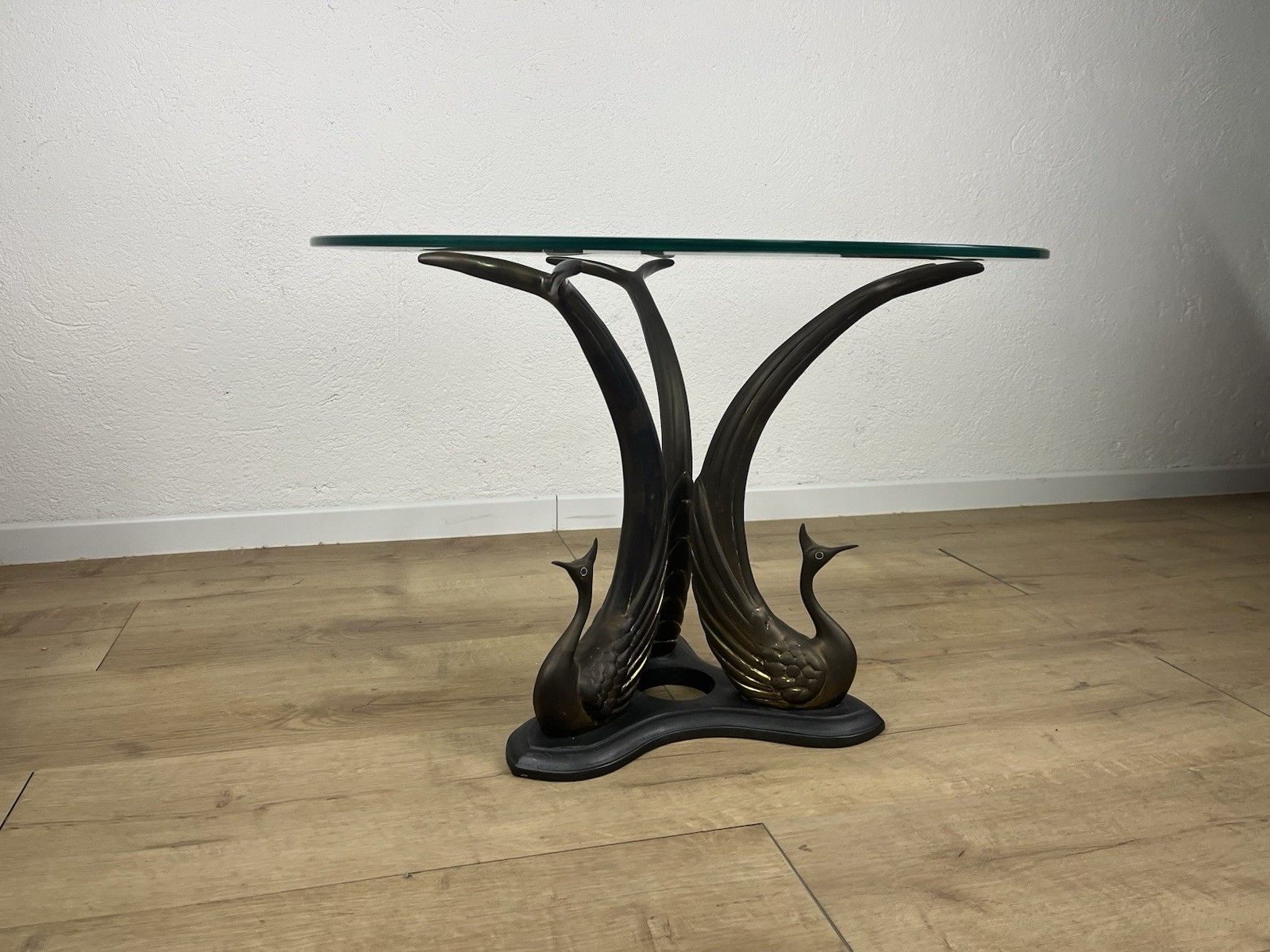 595.0 Brass Bronze Swan Glass Coffee Table 70’s Vintage Design photo