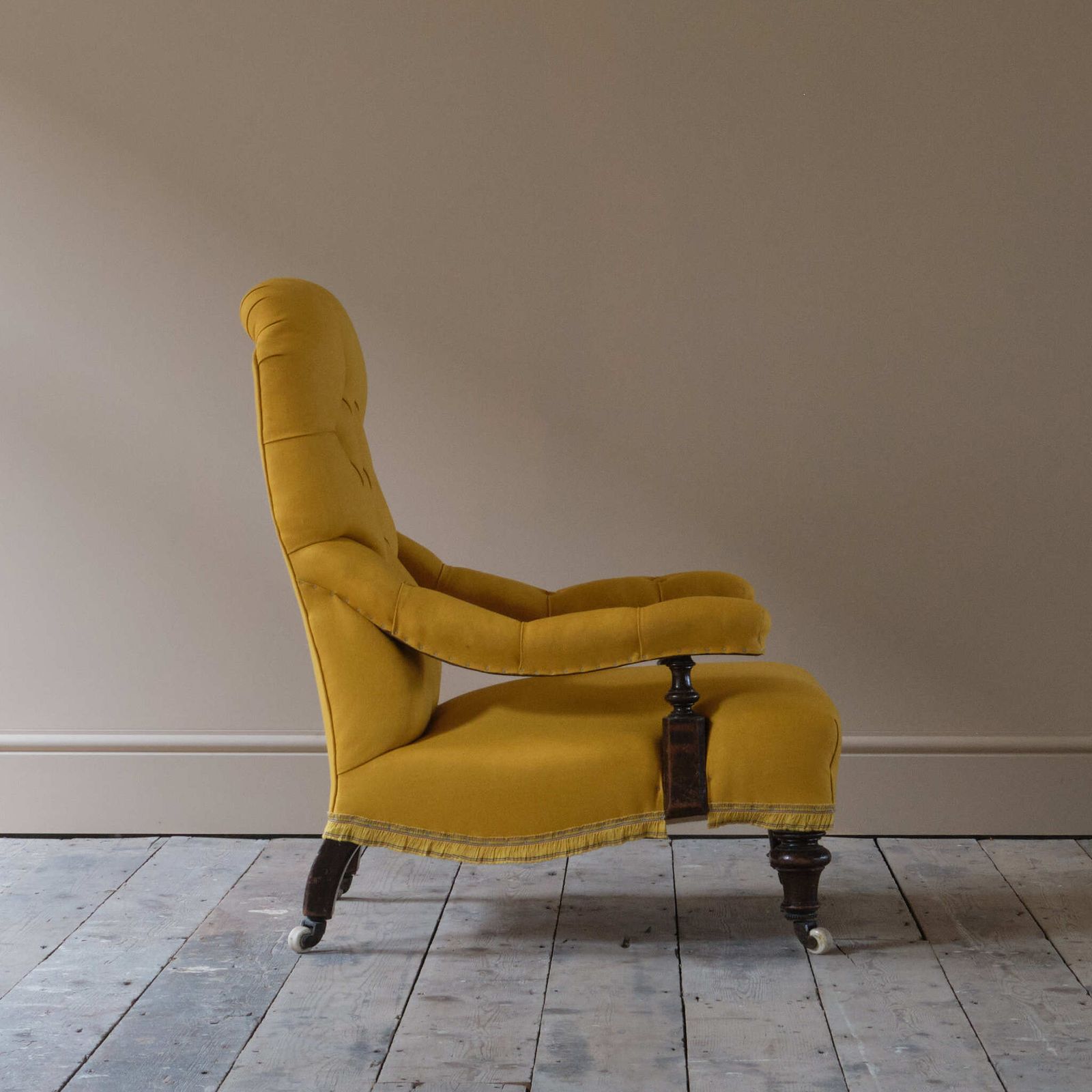 Petite 19th Century Open Armchair In Linen photo for sale