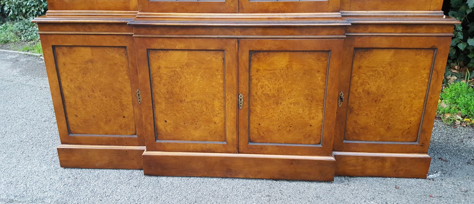 Antique Burr Walnut Breakfront Library Bookcase photo 1695.0