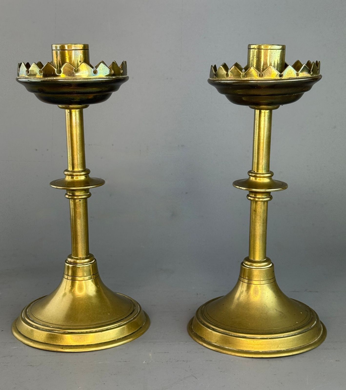Pair Of Brass Candlesticks Of Gothic Design photo Home Decor