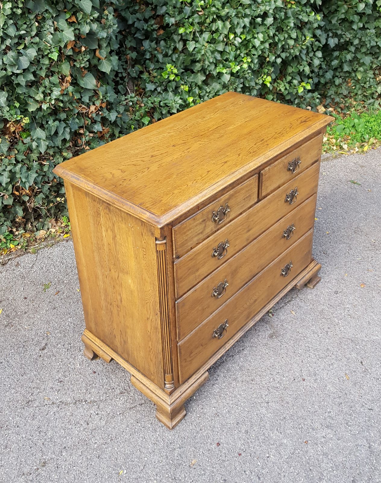 Antique Style Solid Oak Chest Of 5 Drawers photo vinterior