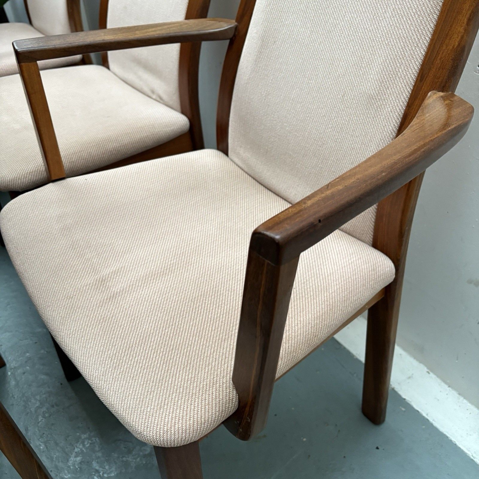 Set Of 6 G Plan Fresco Teak Dining Chairs Original Dusky Pink Upholstery Covers photo vinterior