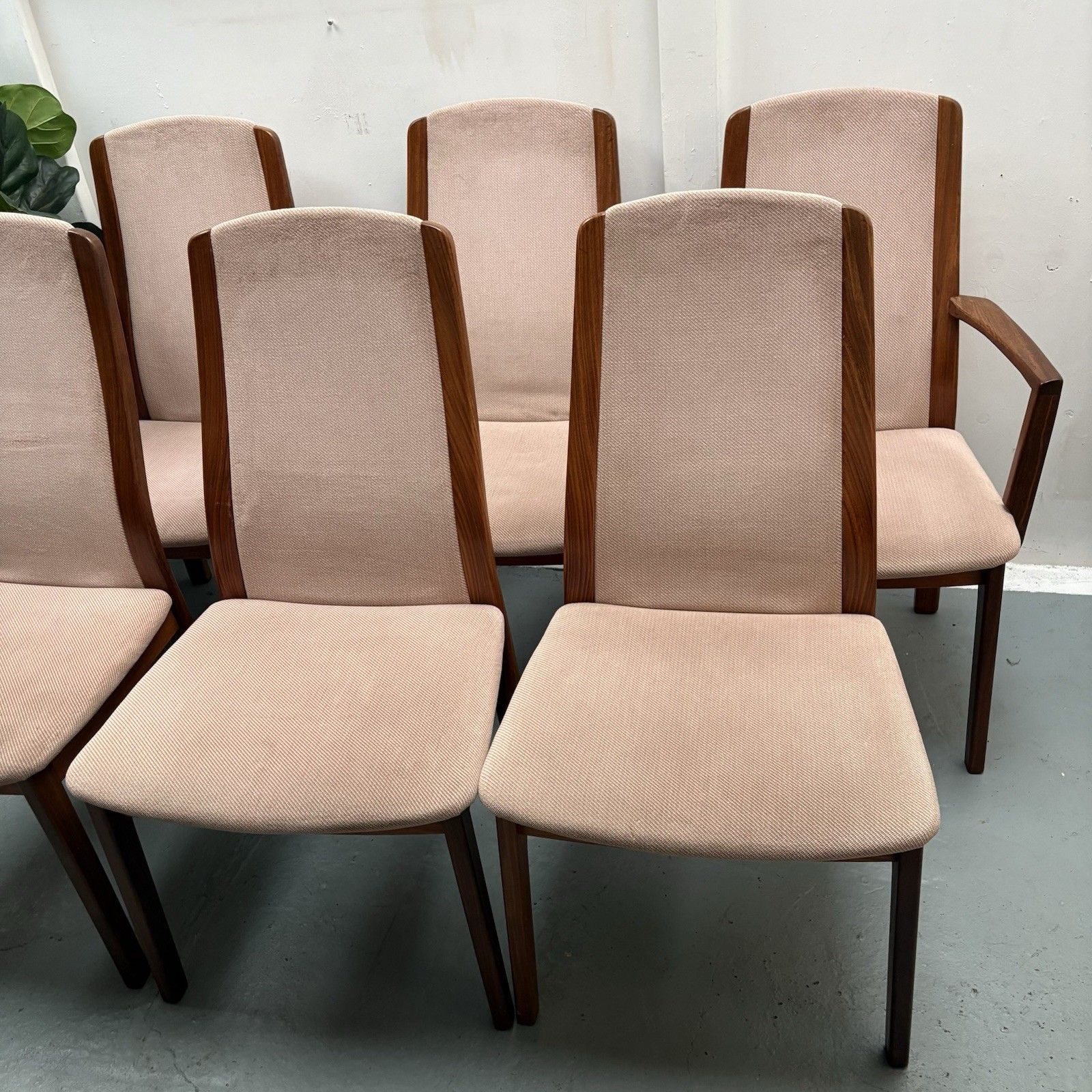 photo furniture Set Of 6 G Plan Fresco Teak Dining Chairs Original Dusky Pink Upholstery Covers