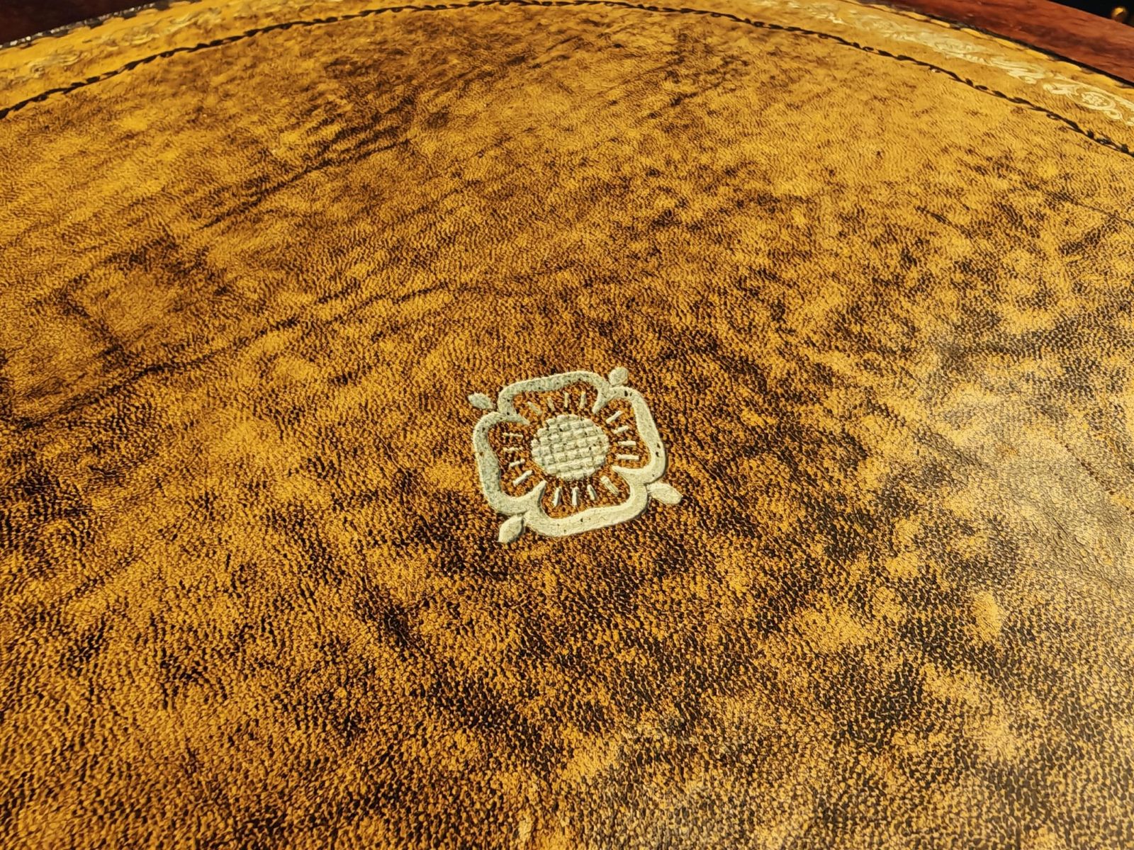 Vintage Mahogany 2 Drawer Drum Table With Leather Top photo vintage