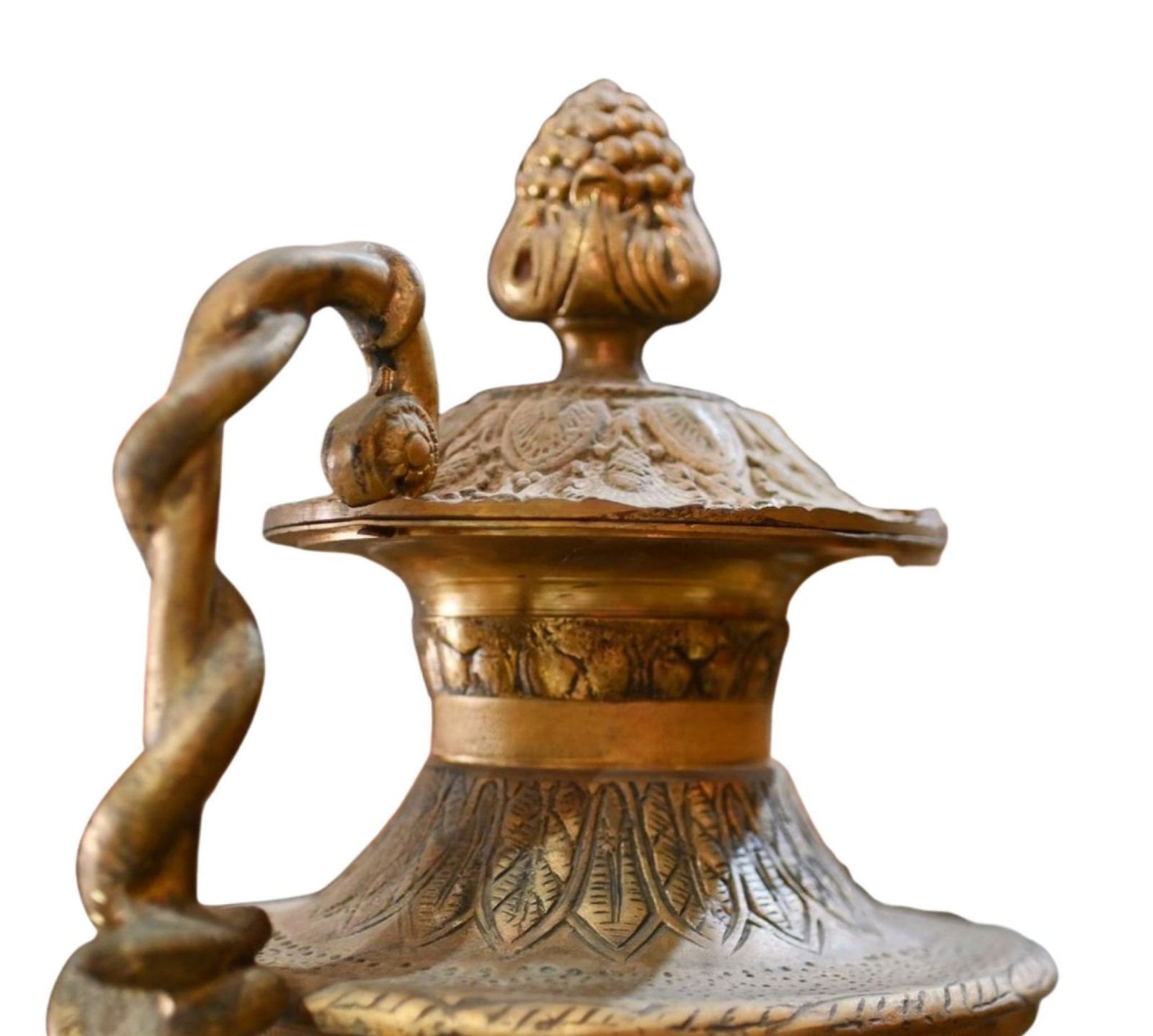 photo for sale Pair French Urns On Pedestal Stands Marble Neo Classical